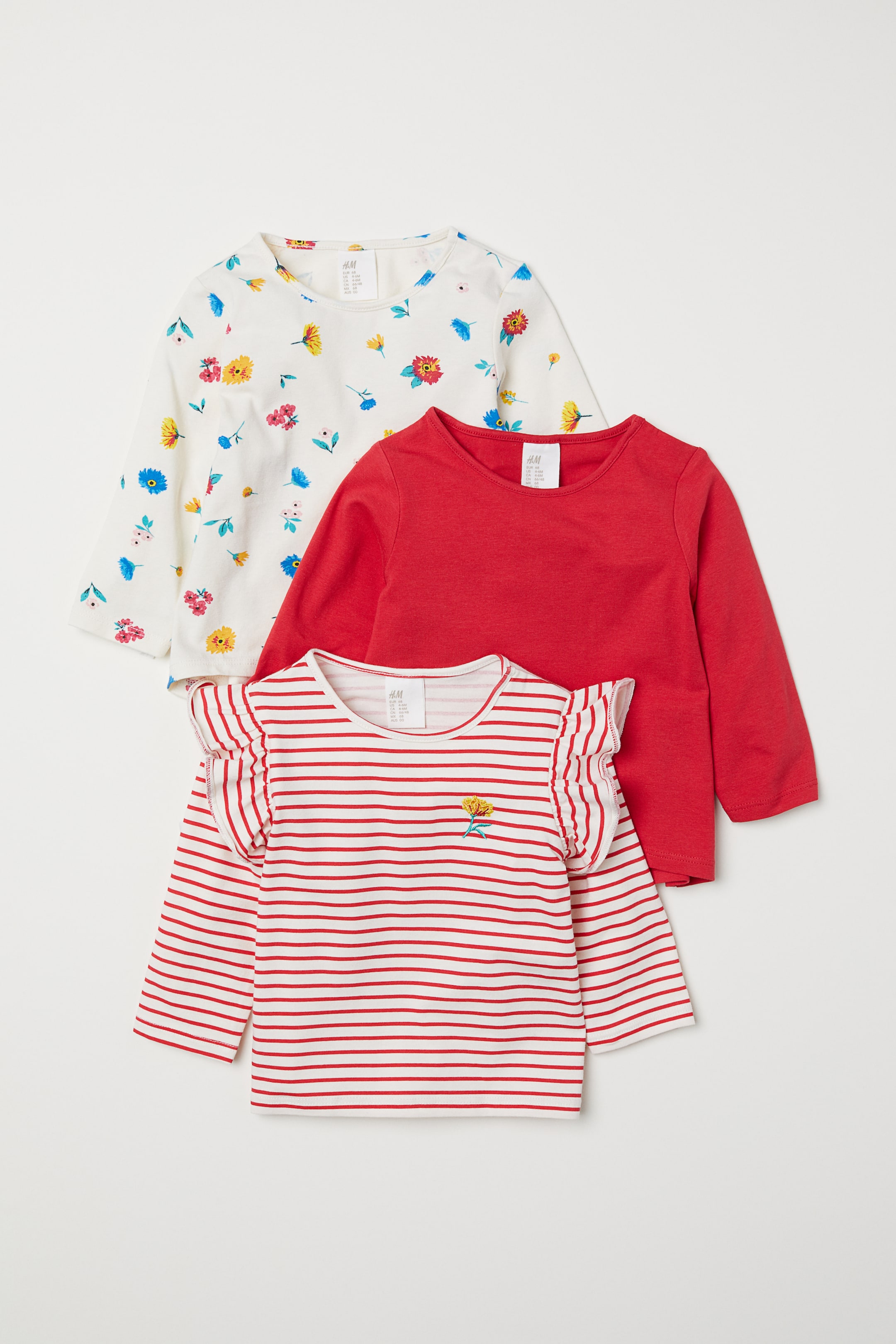 View larger image: 3-pack jersey tops - Red/Patterned - Kids | H&M 1