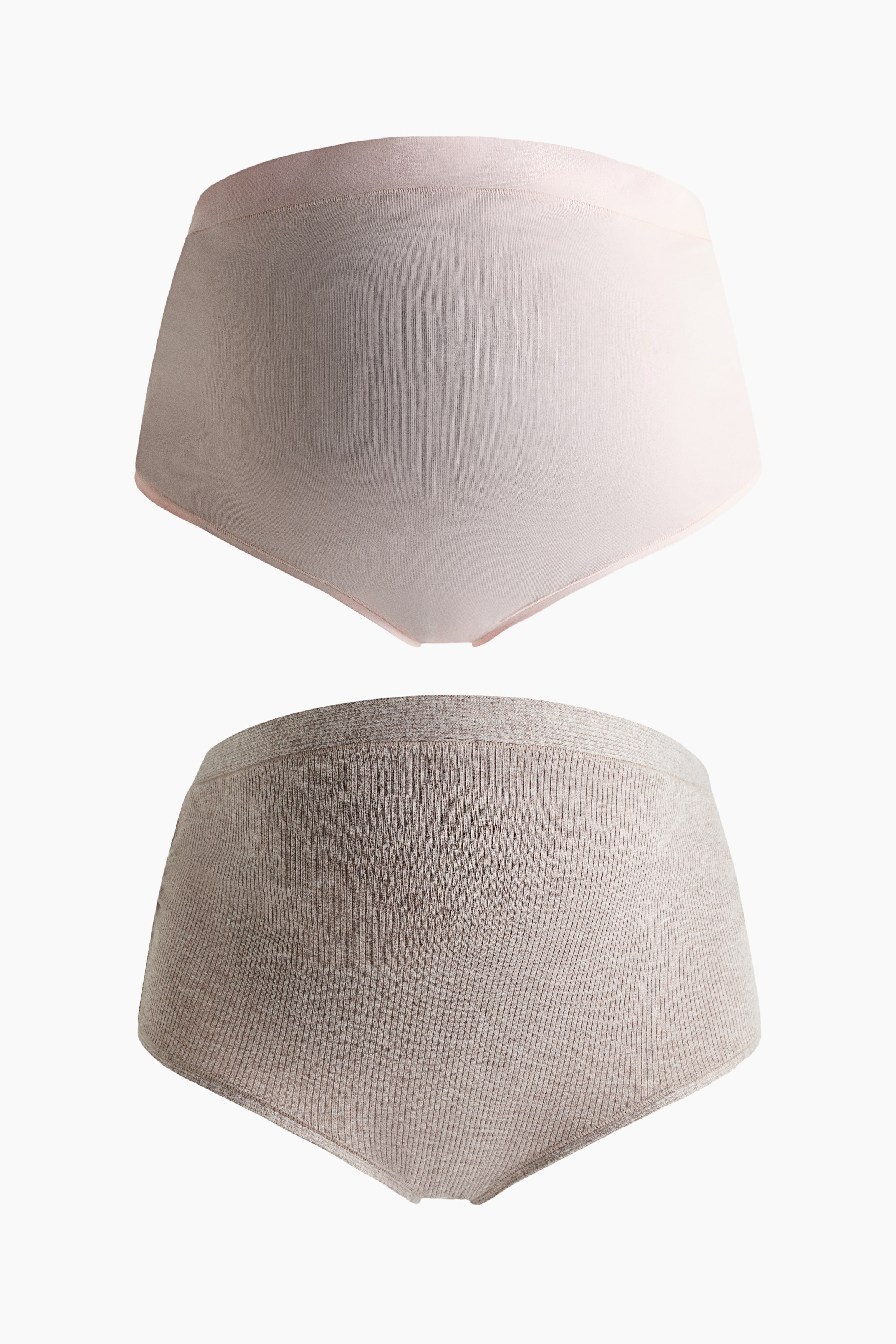 MAMA 2-pack High Waist Cotton briefs - Beige marl/Light beige marl/Peach pink/Light beige/Black
