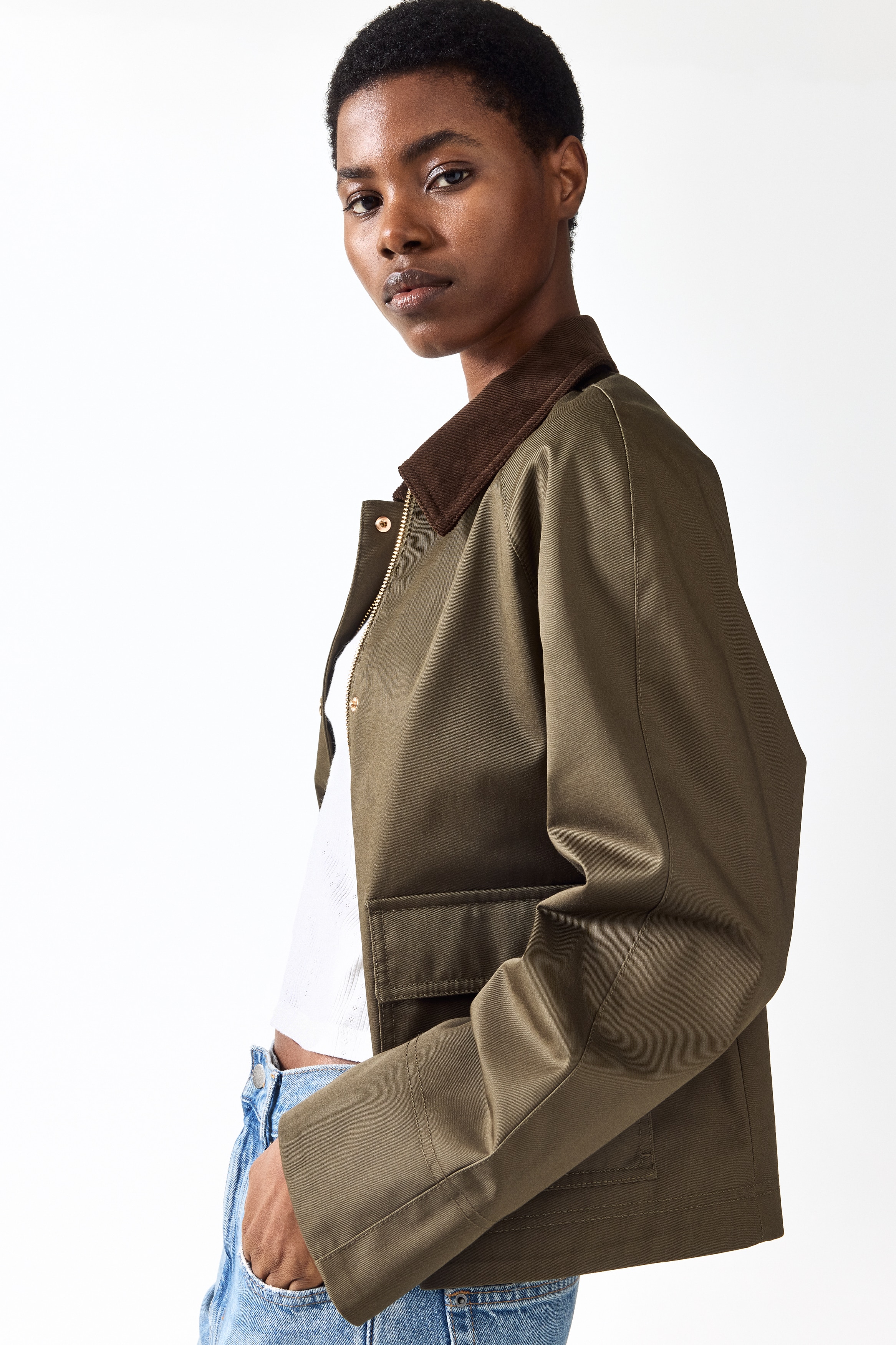 コーデュロイカラージャケット - ネイビーブルー - レディース | H&M JP