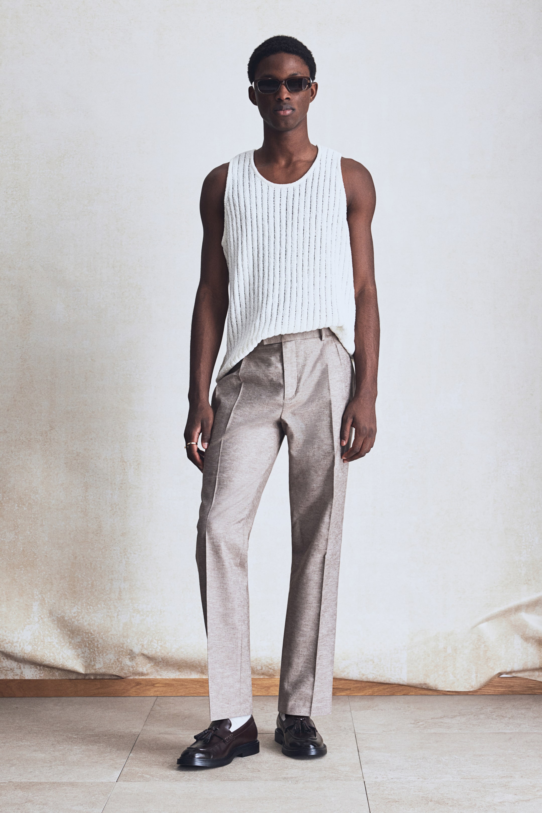 Regular-Fit Tailored Linen-Blend Pants