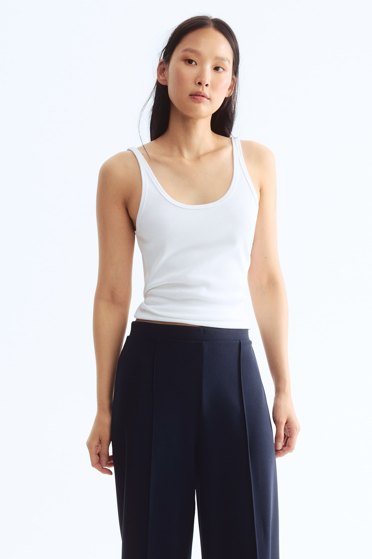 褶線長褲 - 海軍藍/深米色/黑色 - 4