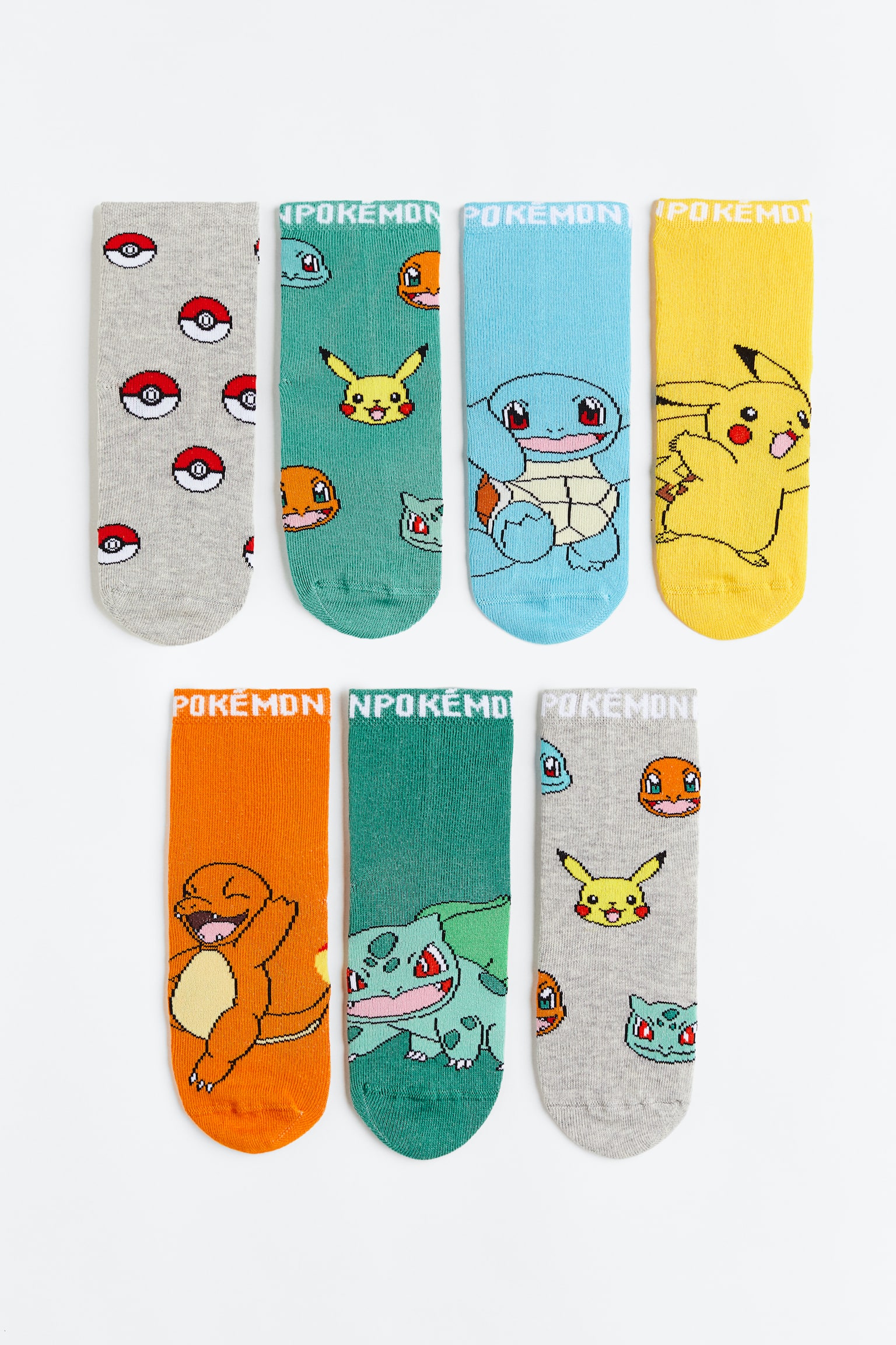 7-pack socks - Dark green/Pokémon/Yellow/Pokémon/Bright blue/Spider-Man - 1