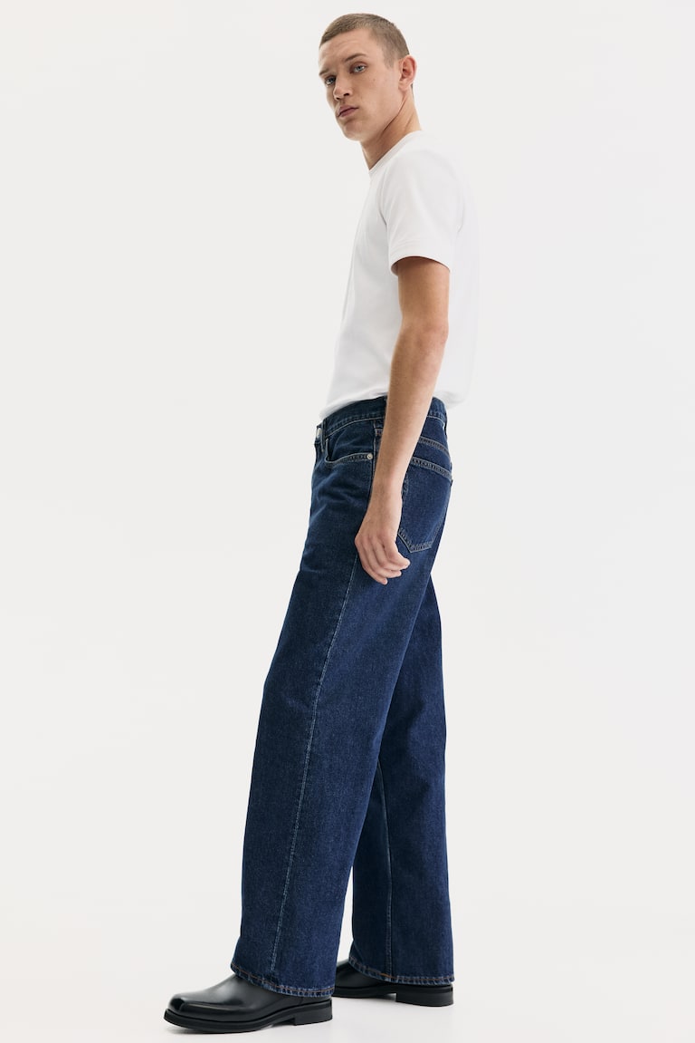 Men’s Dark denim blue Straight Relaxed Jeans | H&M IN