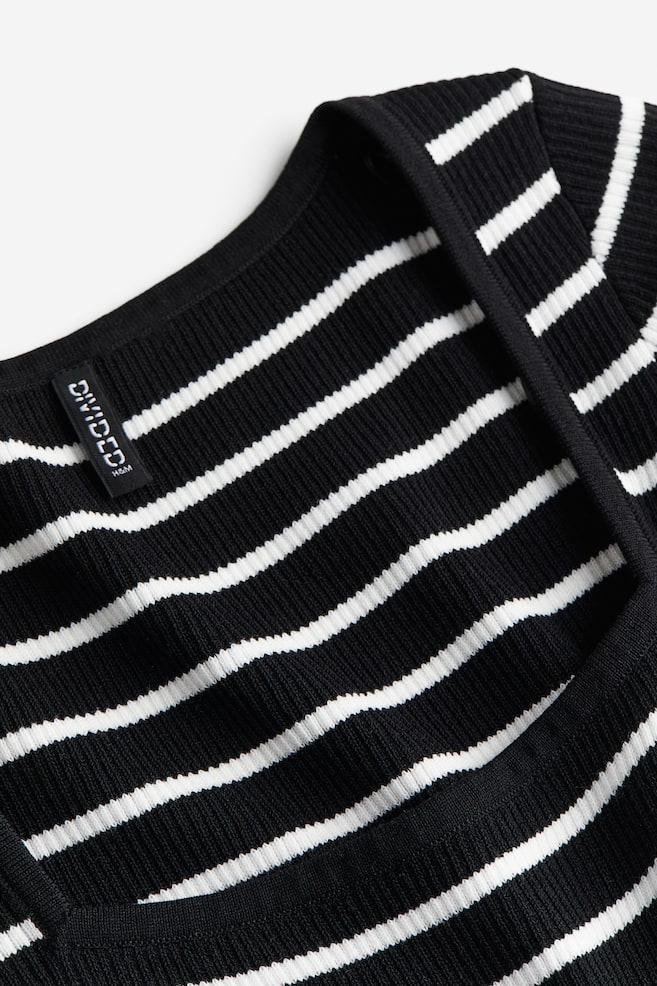 Rib-knit midi dress - Black/Striped/Black/Cream/Striped/Cream - 5