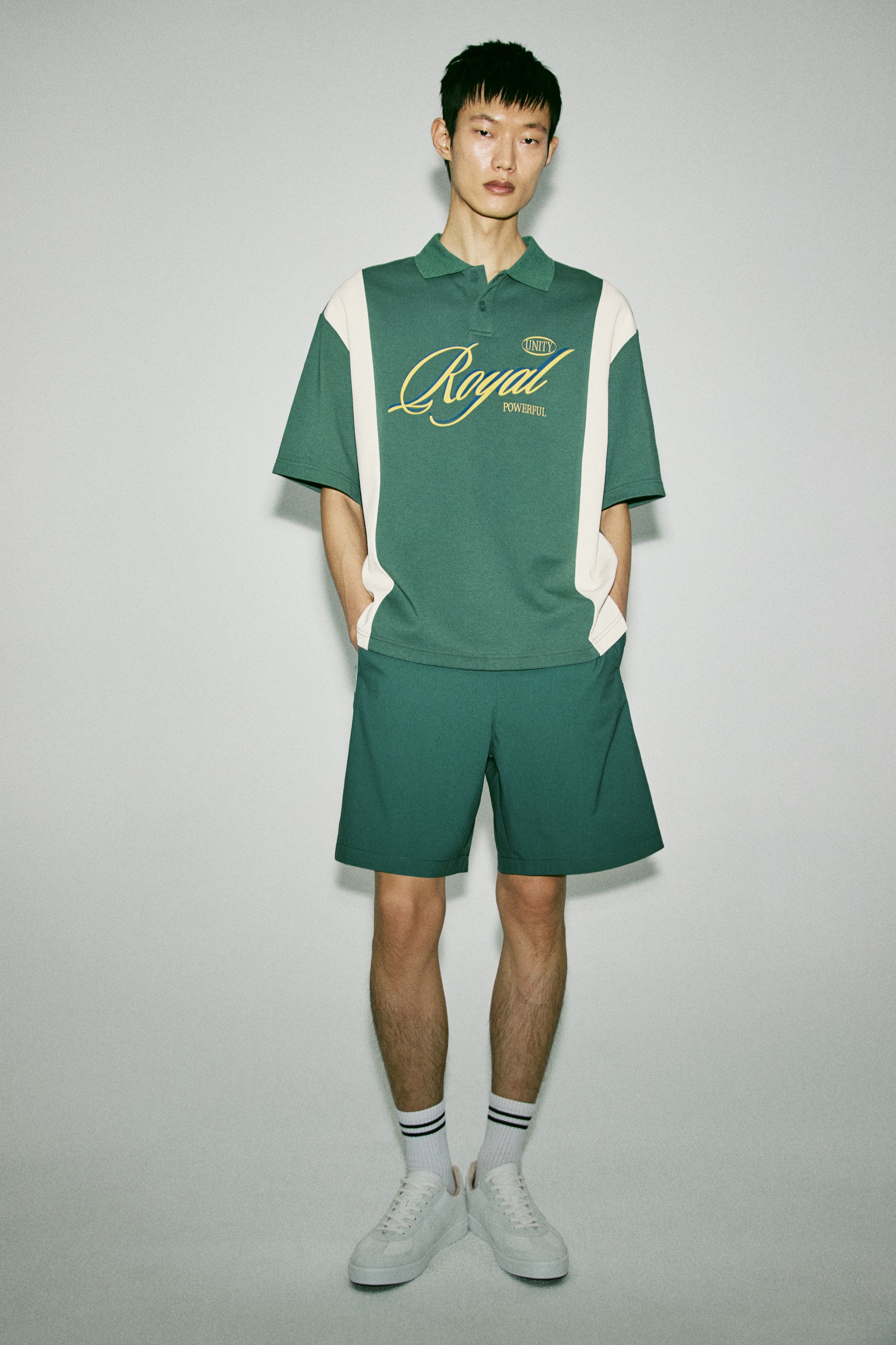 Loose-Fit Polo Shirt - Green/color-block