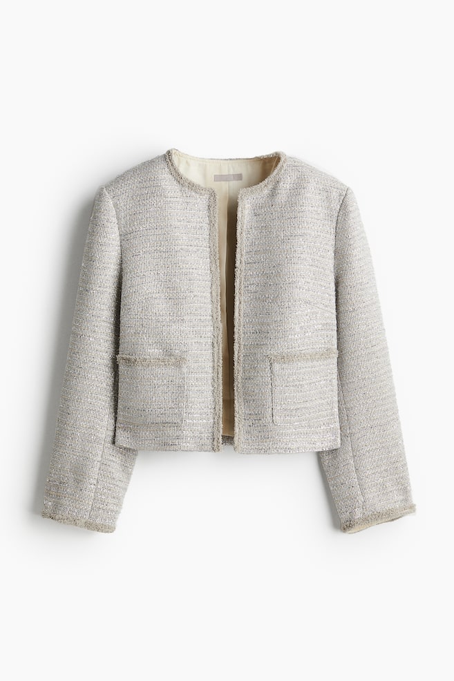 Textured-weave jacket - White/Light beige - 1