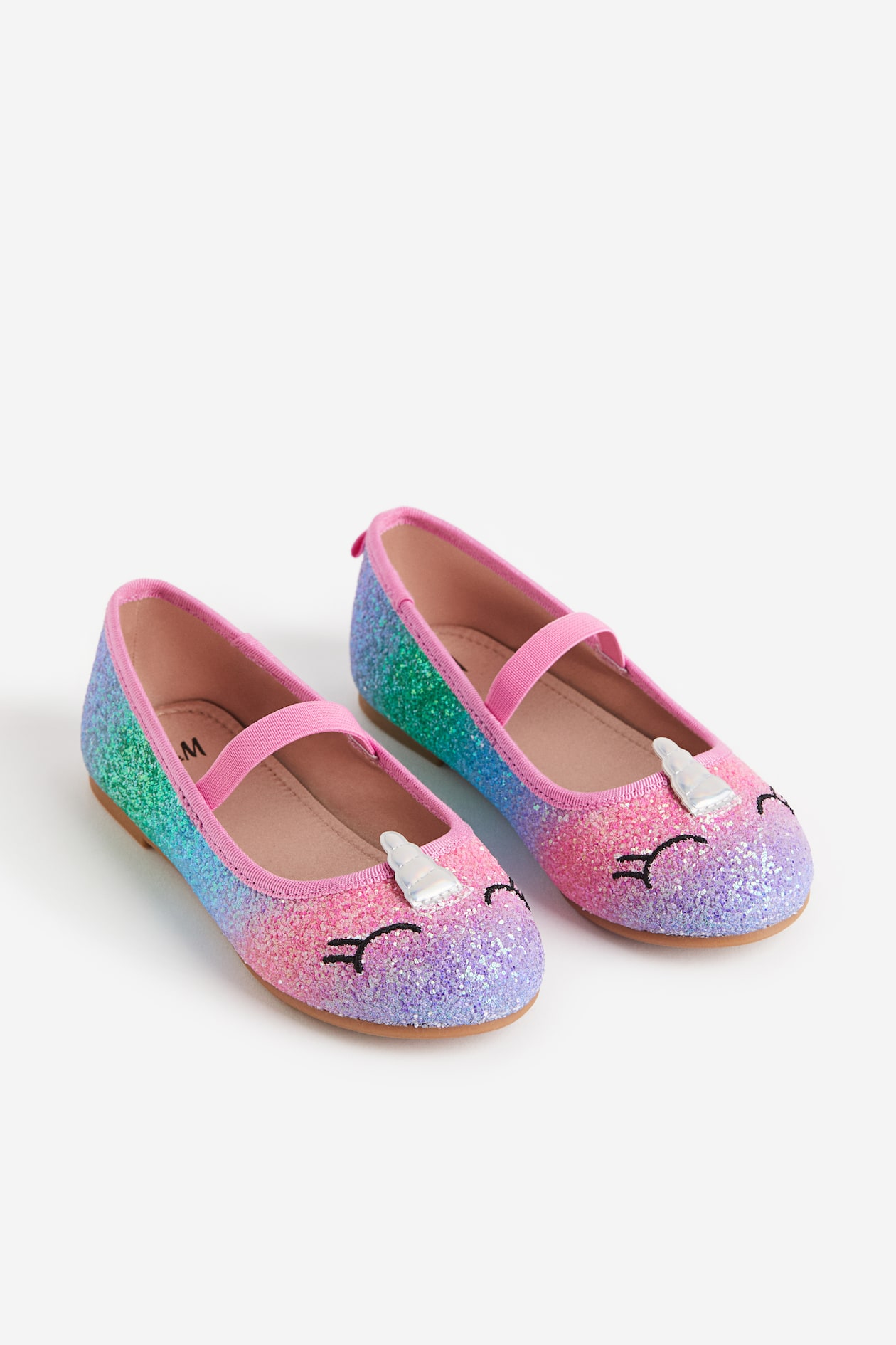 Appliquéd ballet pumps Pink/Unicorn Kids H&M MY