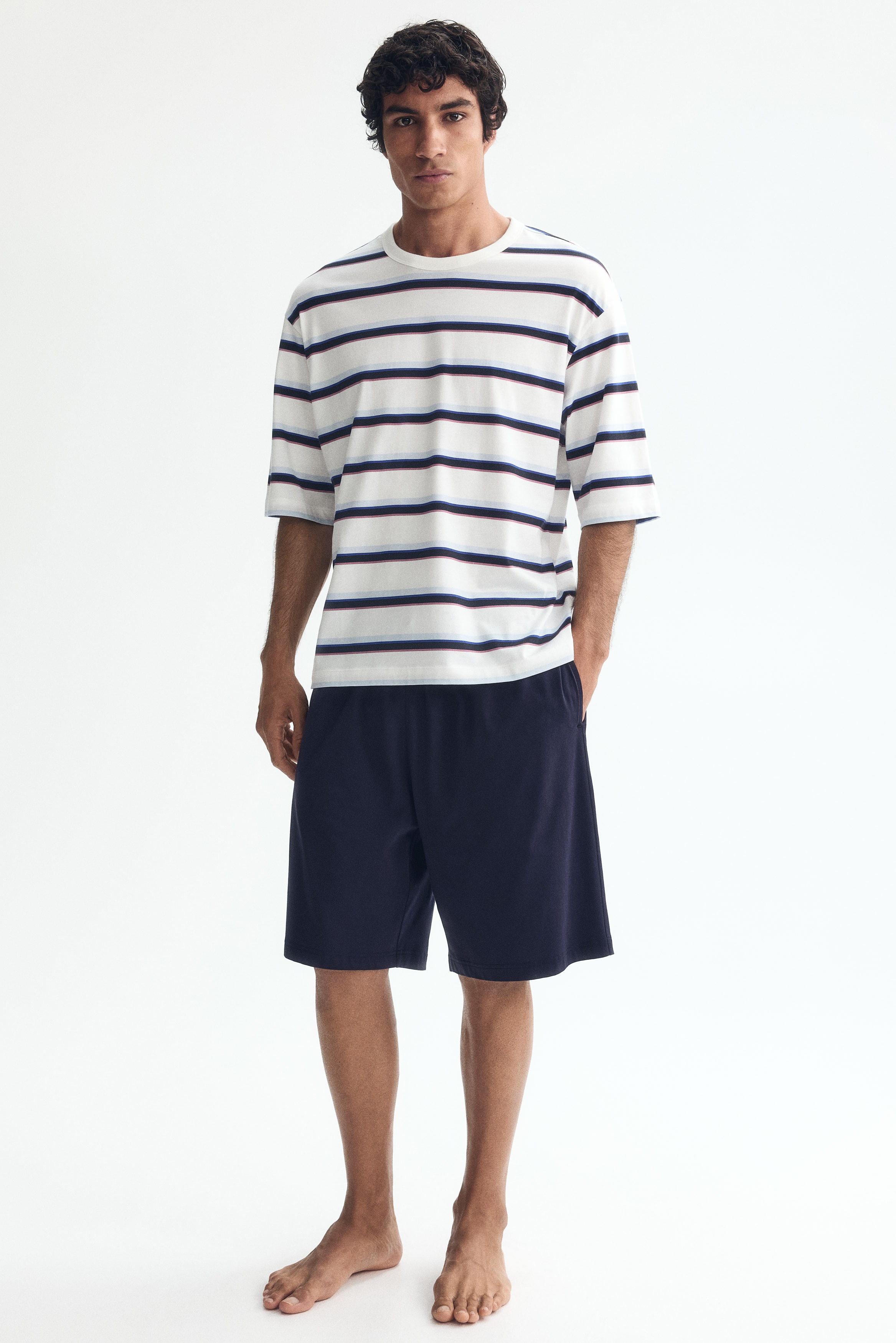 Set 2 pezzi da casa - Blu navy/righe