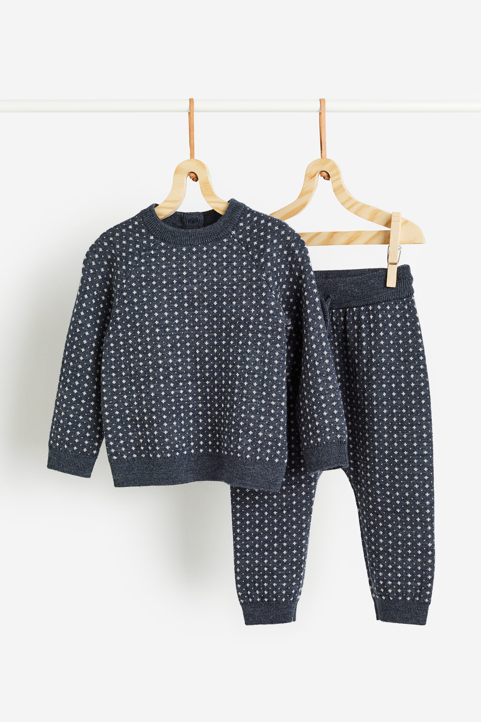 Wool jumper and trousers - Dark blue/Patterned - 1