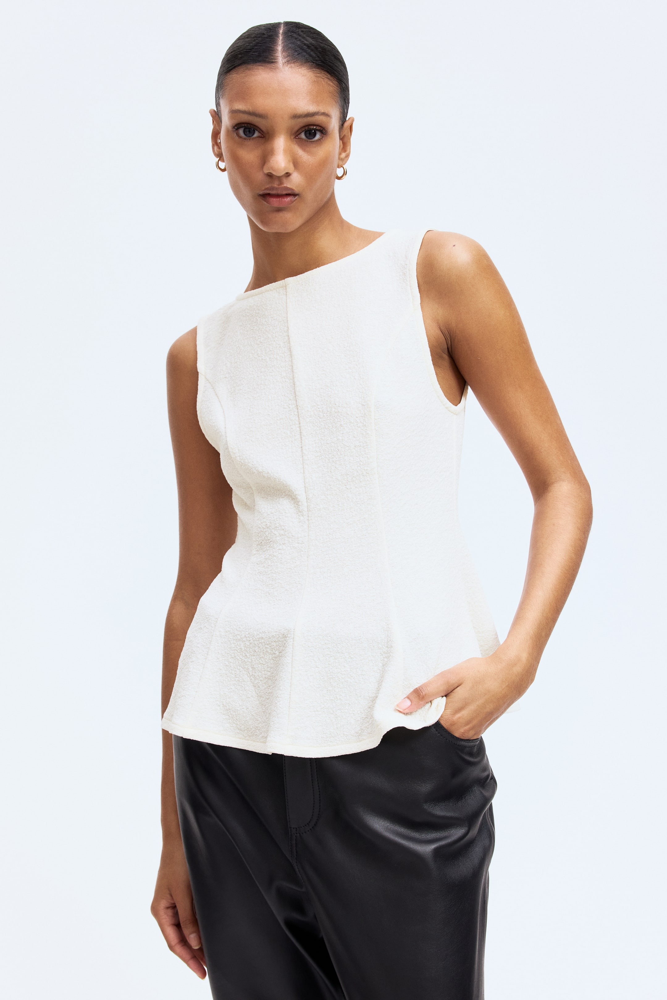 View larger image: Sleeveless peplum top - Cream - Ladies | H&M IN 2