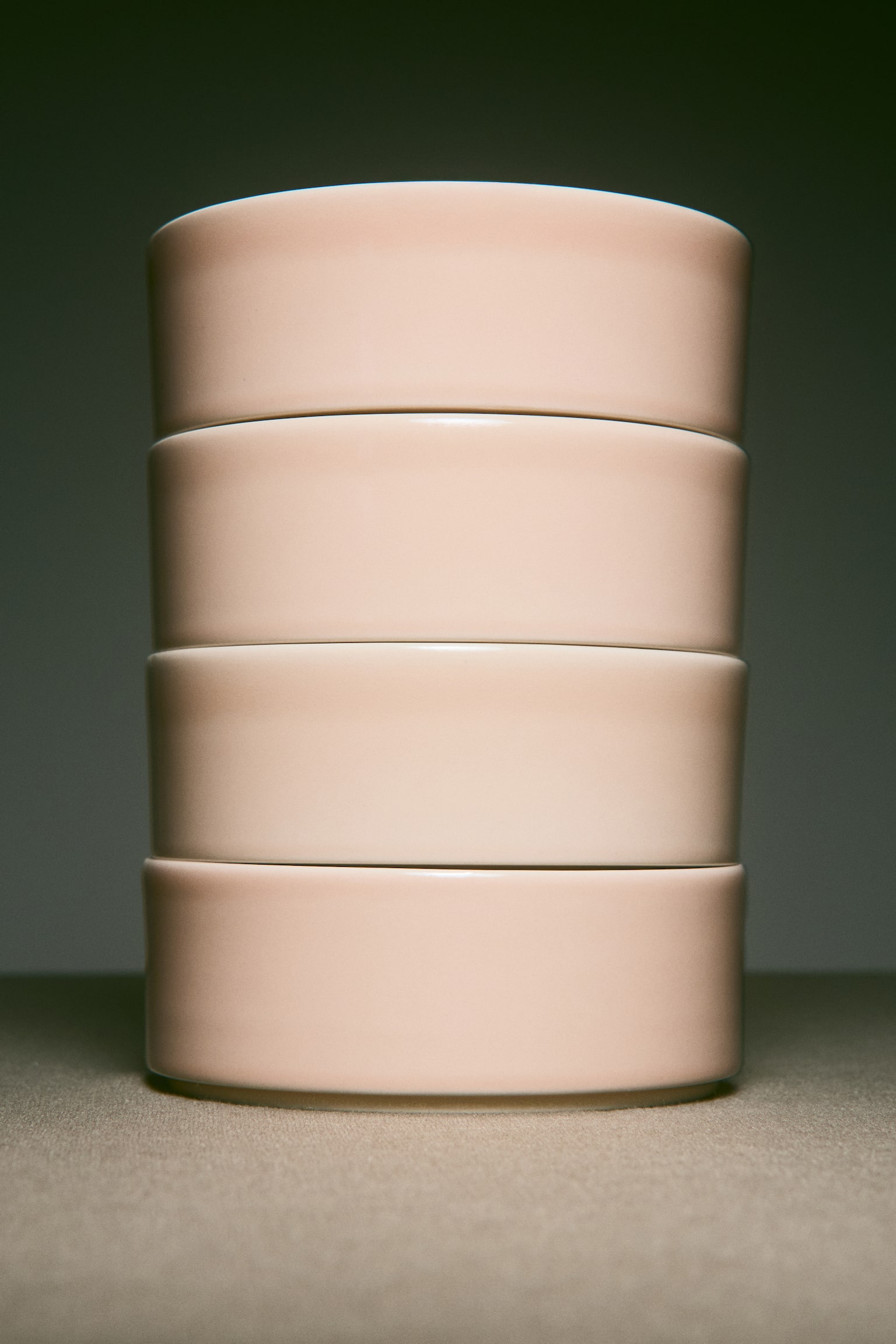 Σετ με 2 μικρά κεραμικά μπολ - Ανοιχτό ροζ/Λευκό/Καφέ - 1