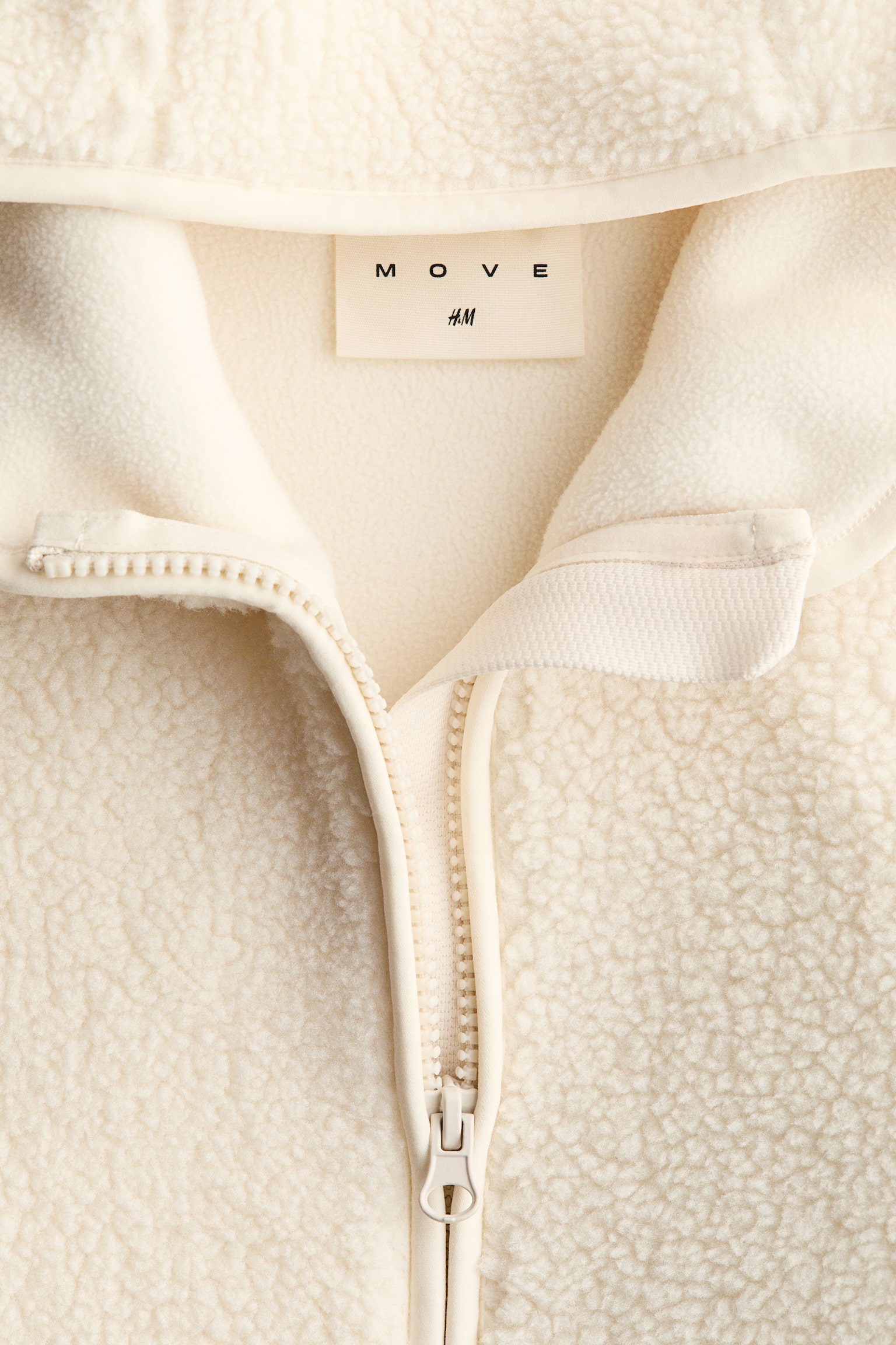 Loose Fit Hooded teddy sports jacket - Ivory/Warm brown - 2