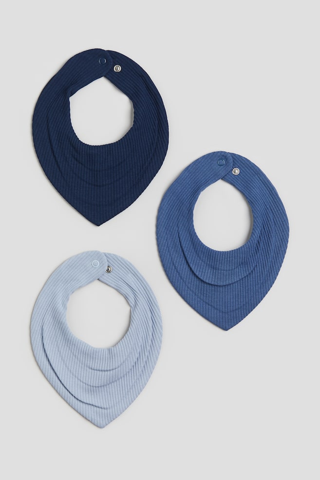3-pak ribbet trekantstørklæde - Marineblå/Blå/Naturhvid/Gråbeigemeleret/Mørkegrå/Lysegråmeleret - 1