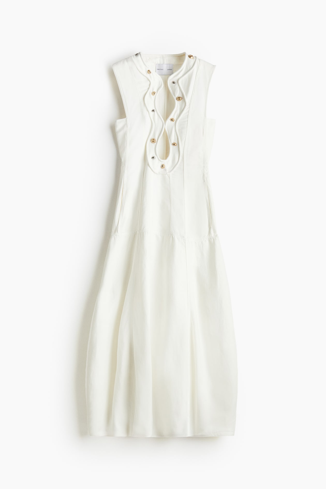 Women's White A-line studded dress