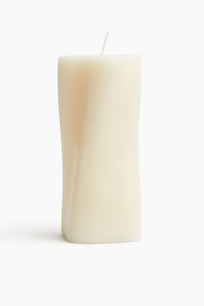 Tall asymmetric pillar candle - White - 1