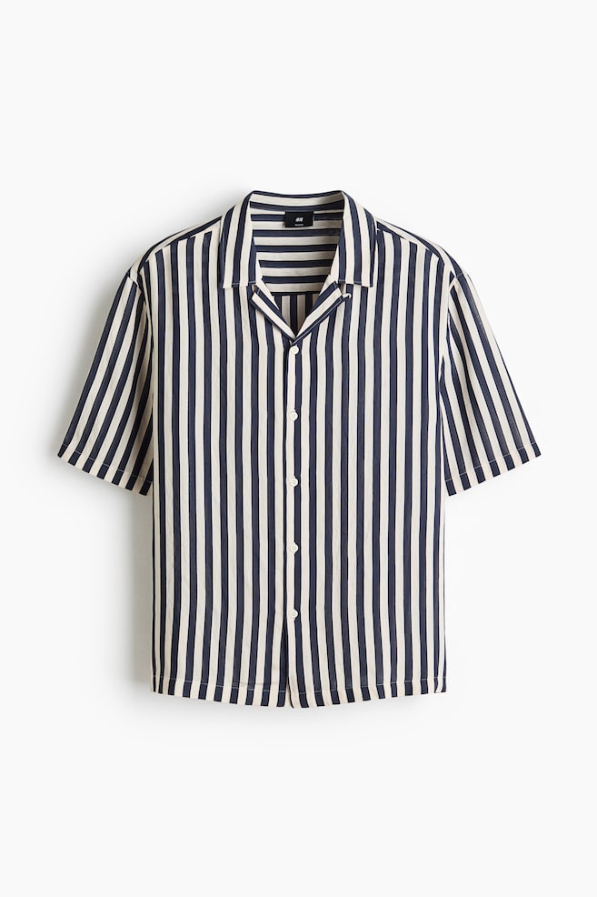 Camisa resort Relaxed Fit - Azul marinho/Riscas - 1