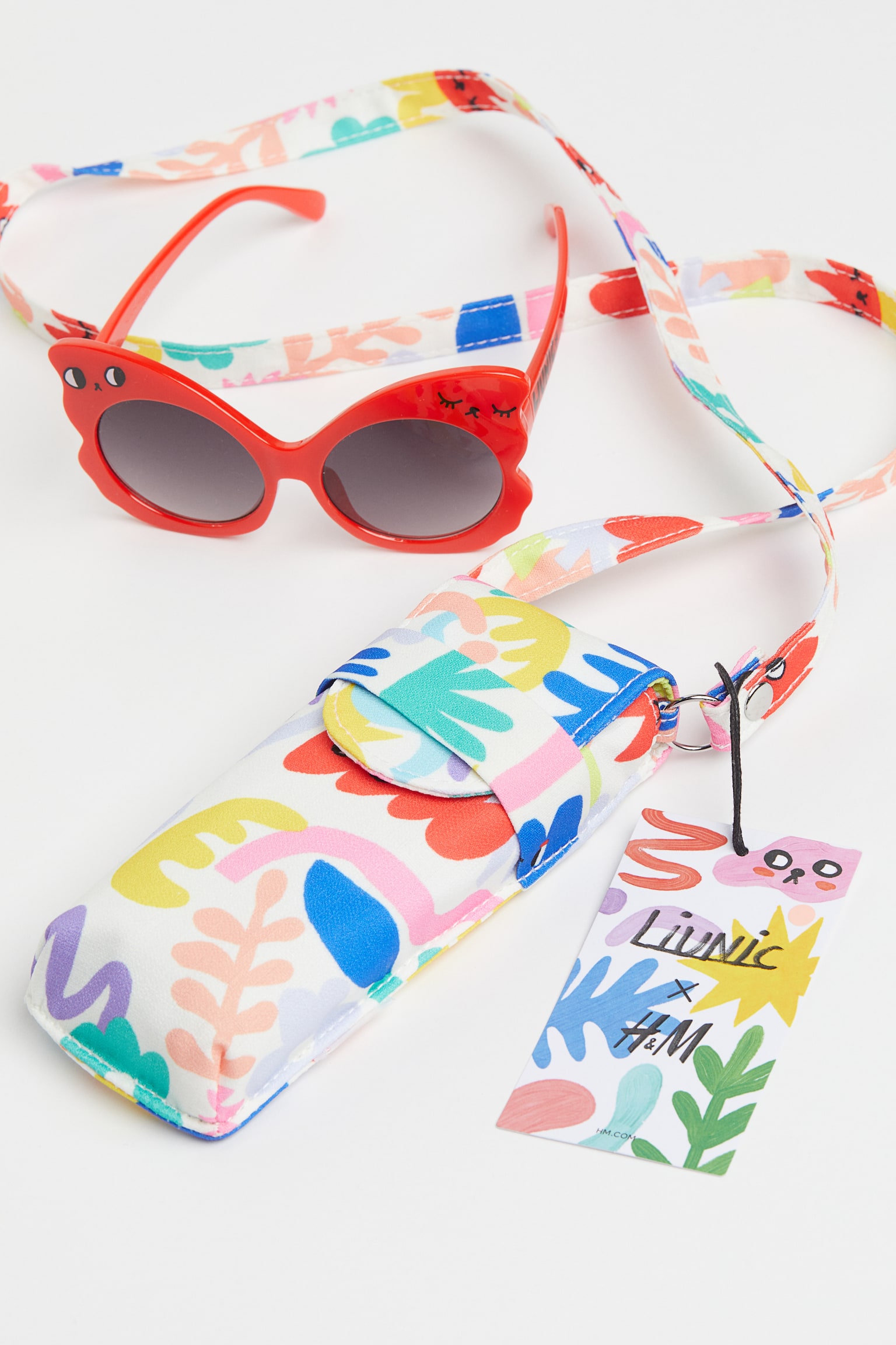 Sunglasses and case - Bright red/Patterned - 1