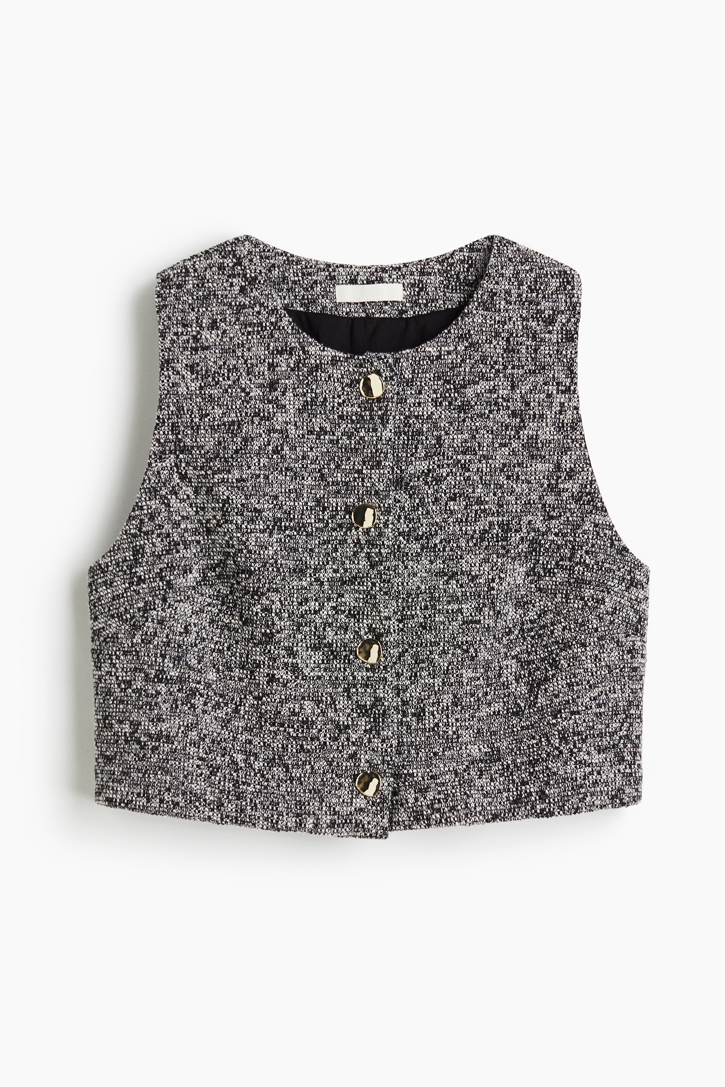 Textured jersey waistcoat - Black melange/Burgundy/Light beige melange