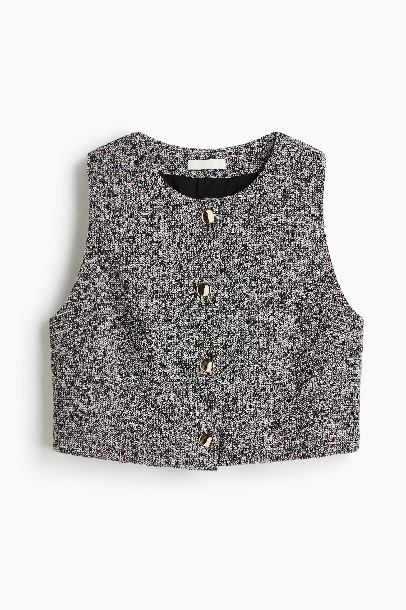 Женский жилет H&M Textured Jersey Vest, цвет: Чёрный меланжевый — фото 1