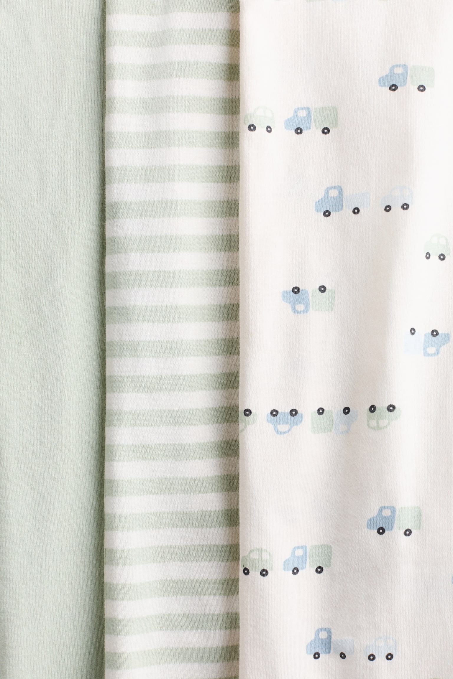 3-pack cotton sleepsuits - Light green/Vehicles/Light purple/Floral/Light pink/Apples/Beige/Striped/Purple/Floral/Dark beige/Hot air balloons - 2