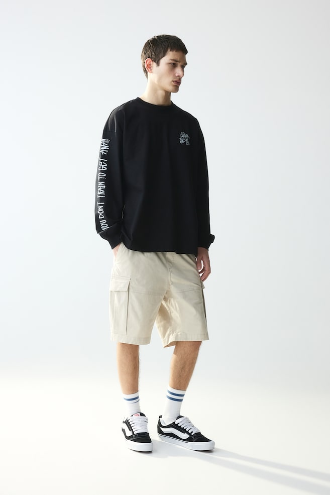 Oversized Fit Printed jersey top - Black/Train/White/New Sound - 7
