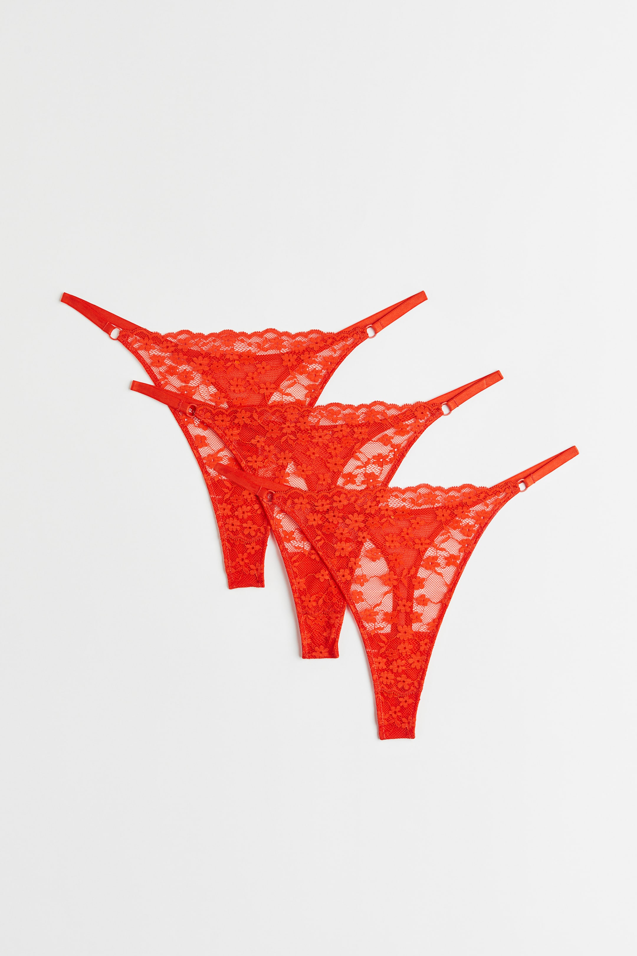 3 Pack Lace Thong Briefs Red Ladies Handm Gb