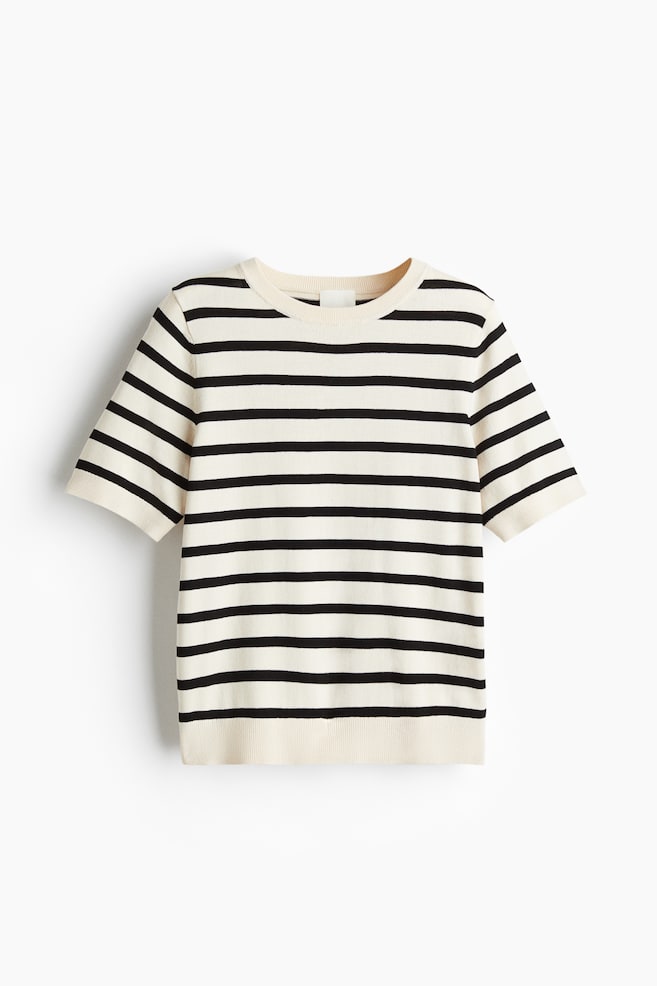 Fine-knit top - Cream/Striped/Black/White/Striped/White/Grey marl/Lilac/Cream/Dark mole/Dark grey/Cream - 1