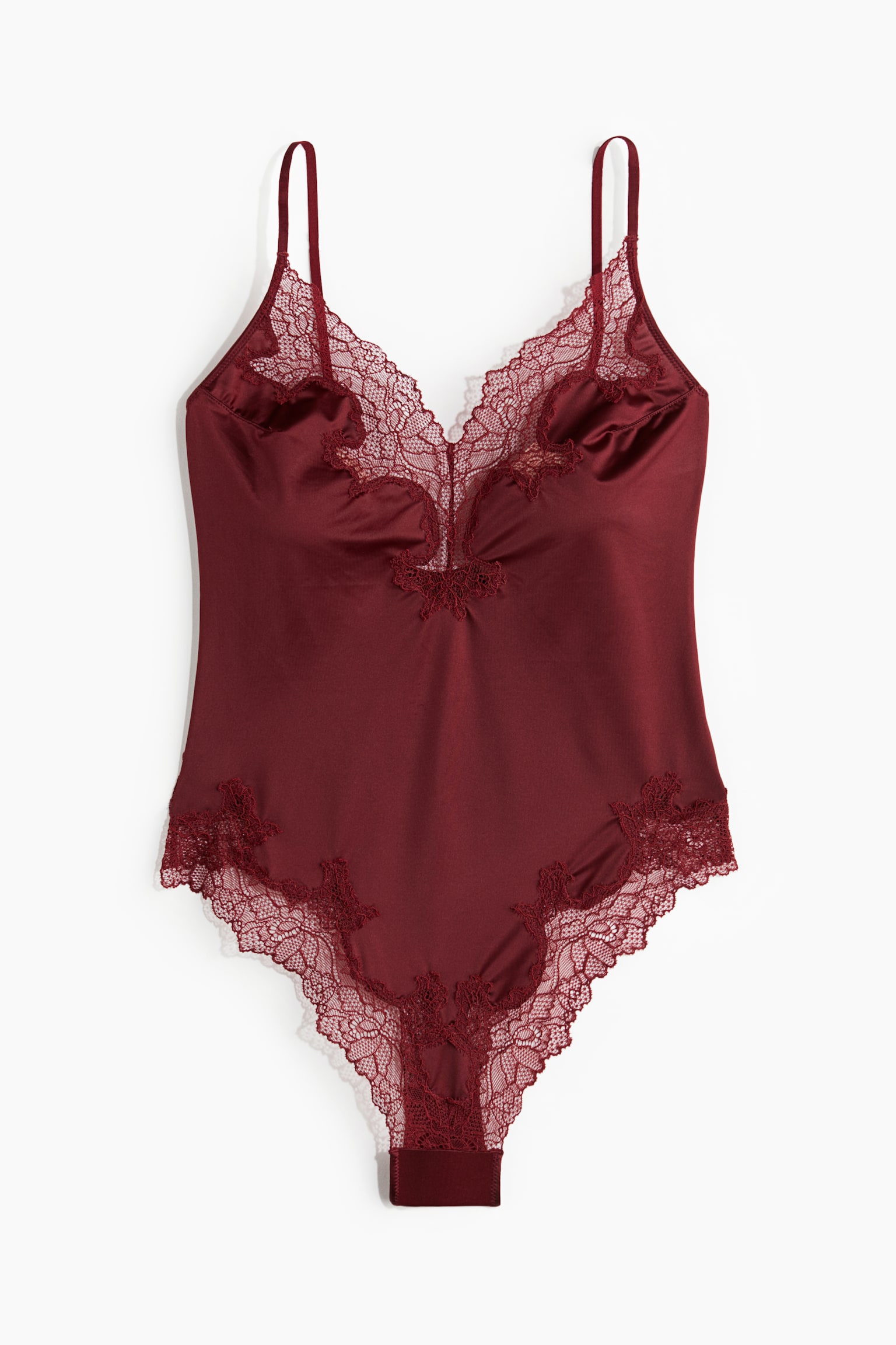 Microfibre and lace body - Dark red/Black - 2