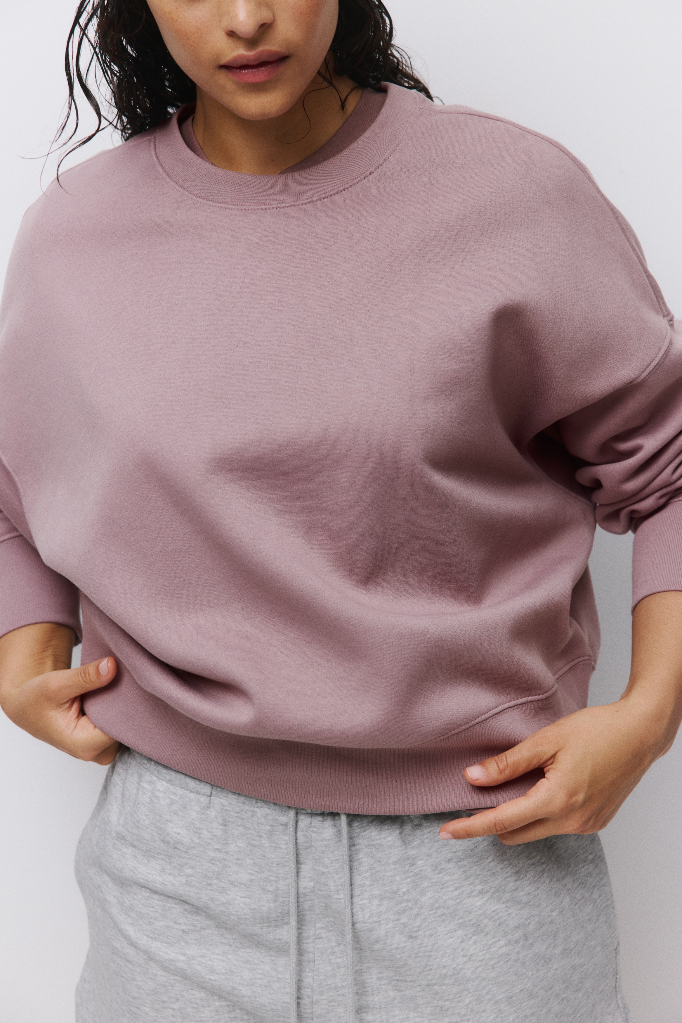 Sweatshirt oversize - Lilás pó/Rosa/Cinzento mesclado
