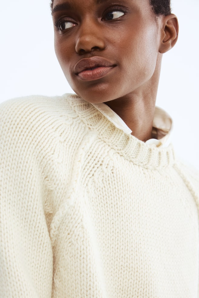 Raglan-Sleeved Sweater - Cream/Beige melange - 4