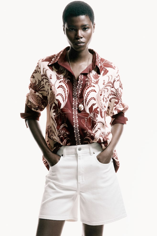 Camisa oversized con diseño-Rojo oscuro/Diseño - 3