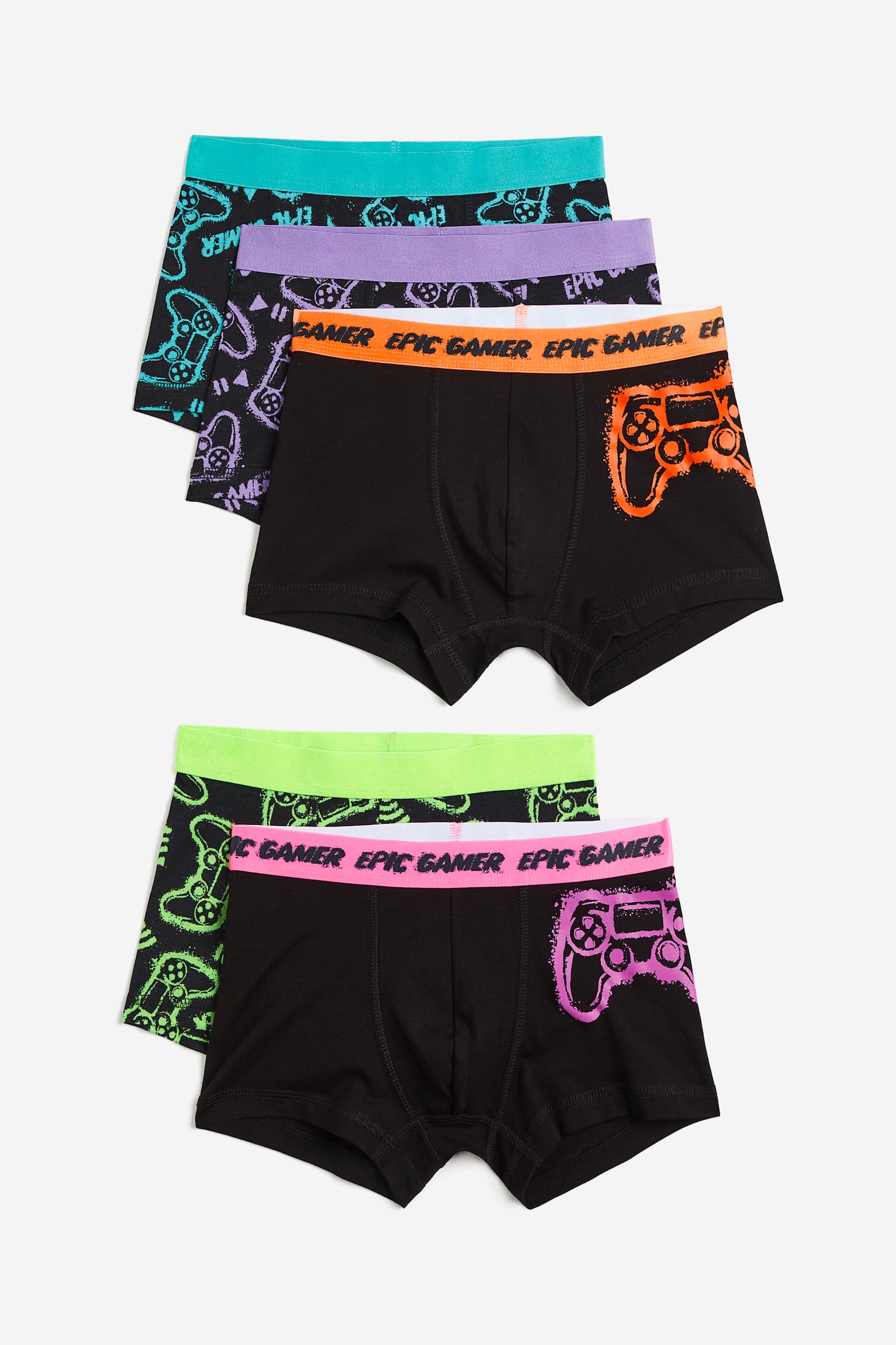 5-pack Boxer Briefs - Black/Epic Gamer/Black/Grey marle/Black/Neon green/Black/Dusty green/Light grey marle/White/Black/Navy blue/Stripe/Bright blue/Graffiti/Turquoise/Pattern/Light greige/Pattern/Black/Light grey marle - 1