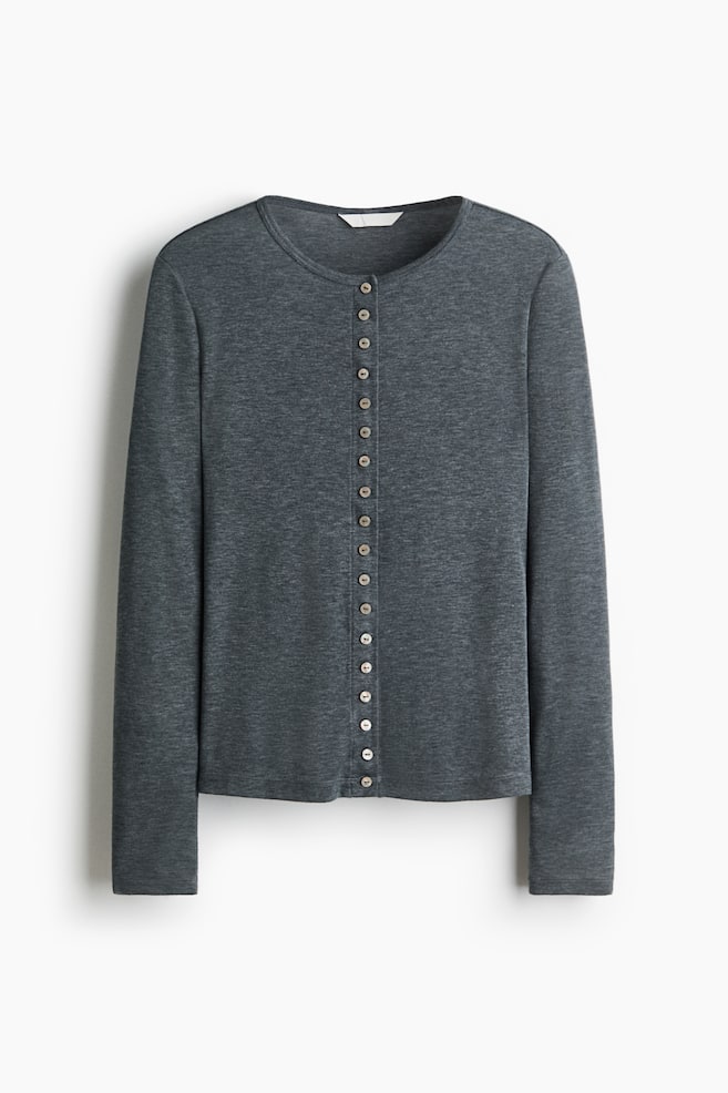Sheer cardigan - Dark grey marl/Dark beige - 1
