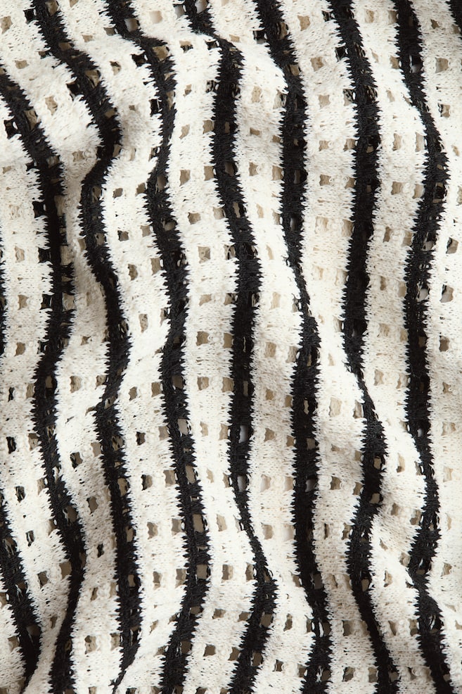 Open-Knit Midi Dress - Black/striped - 5