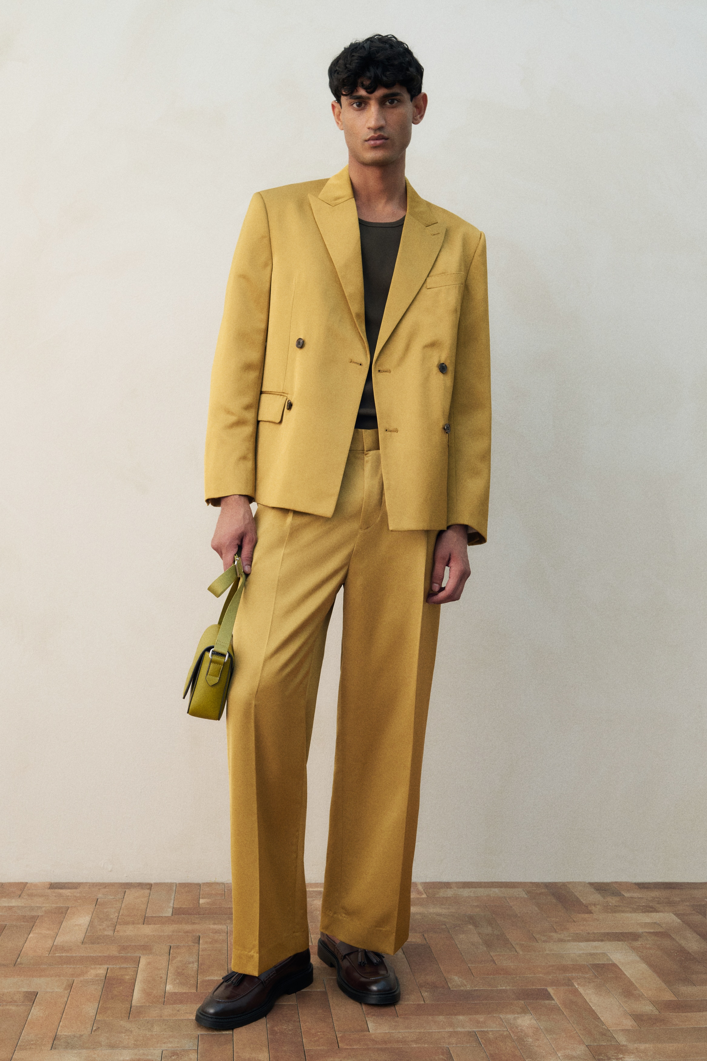 Regular Fit Satin suit trousers - Olive green