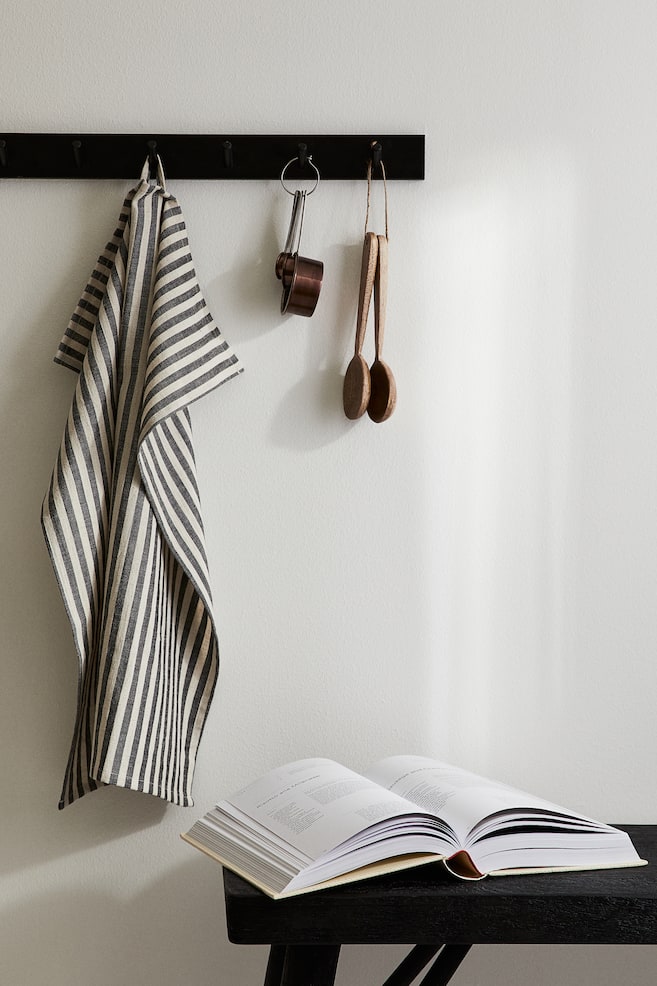 Striped tea towel - Dark grey/Striped/Light beige - 2