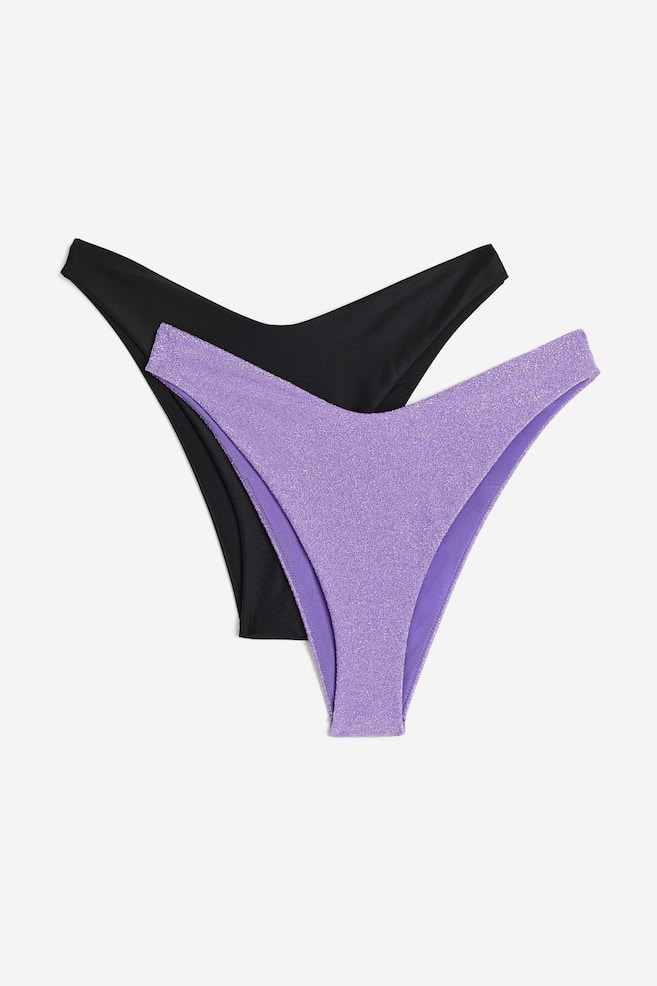 2-pack bikini bottoms - Purple/Glittery/Pink/Black/Pink/Patterned/Mint green/Patterned/dc/dc - 2