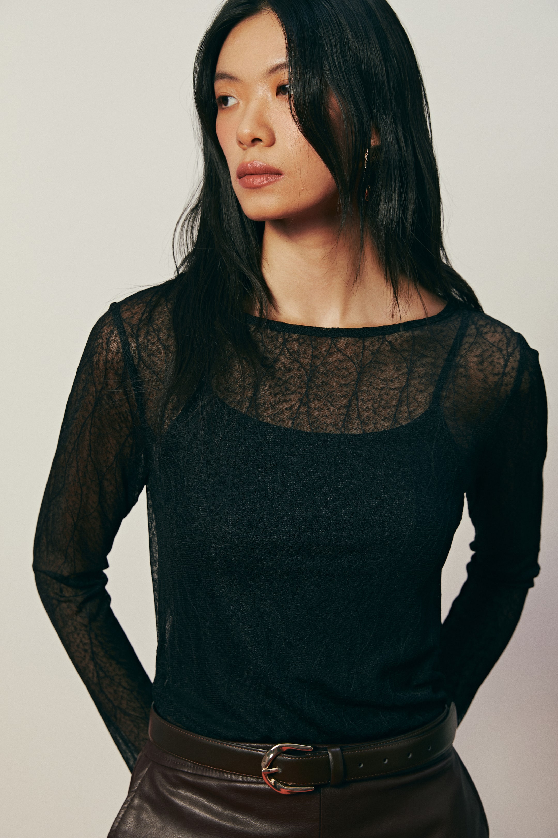 View larger image: Draped lace top - Black - Ladies | H&M PH 5