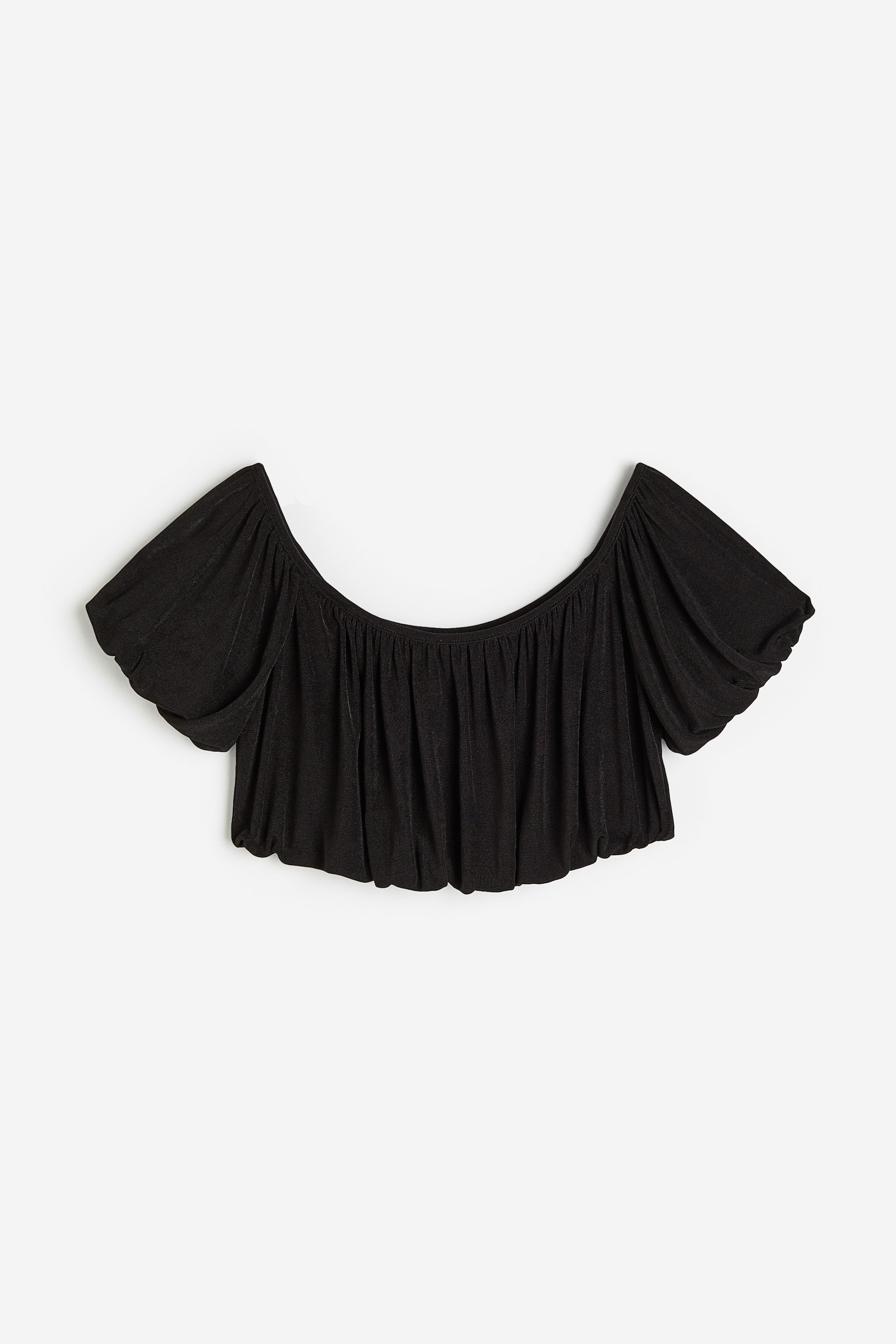 Draped Cropped Top - Black - 1