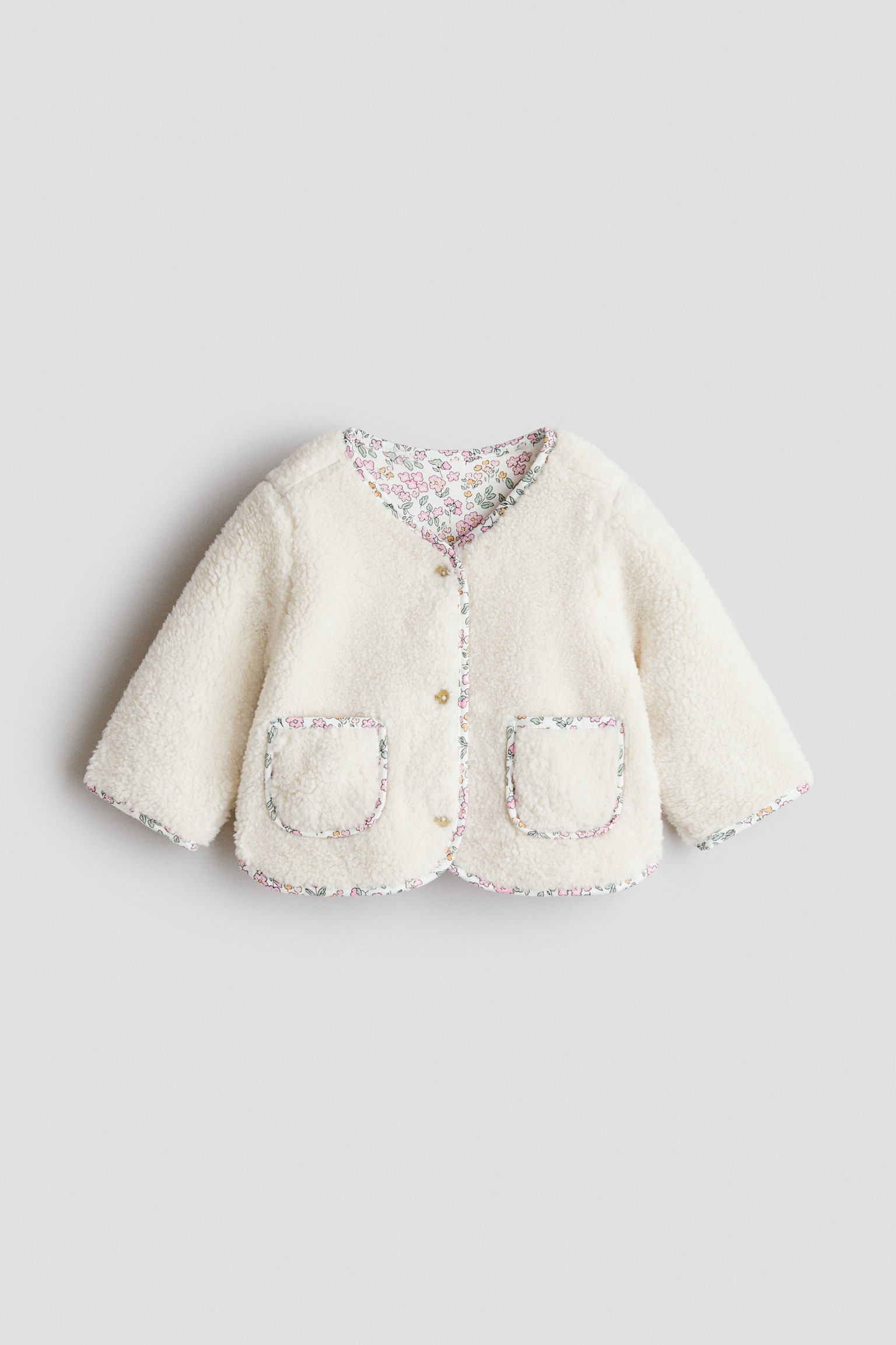 Saco en tejido peluche - Blanco/Floreado - 1