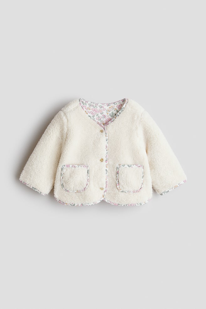Teddy Fleece Jacket - White/floral/Light pink - 1