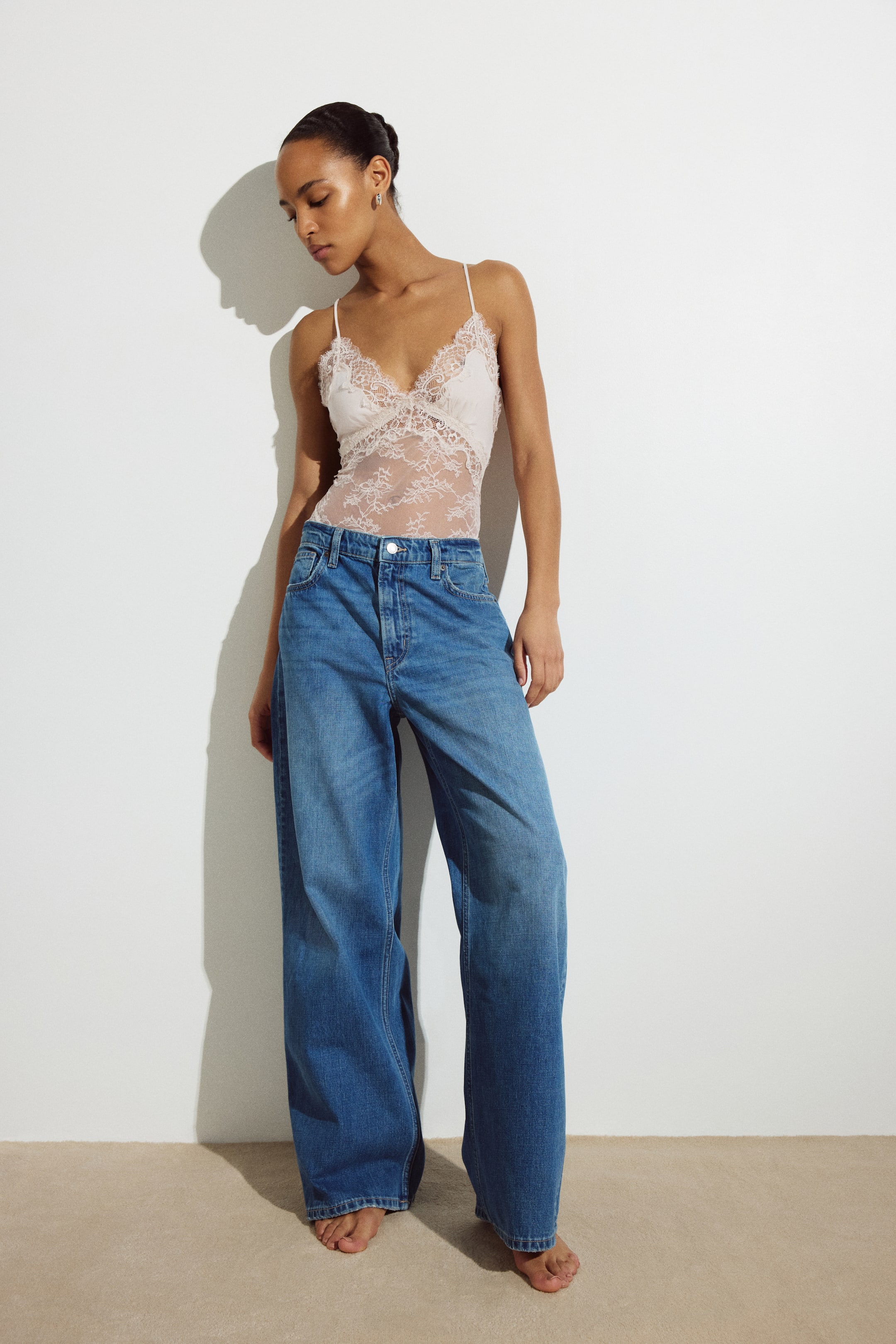 Microfiber and Lace Bodysuit