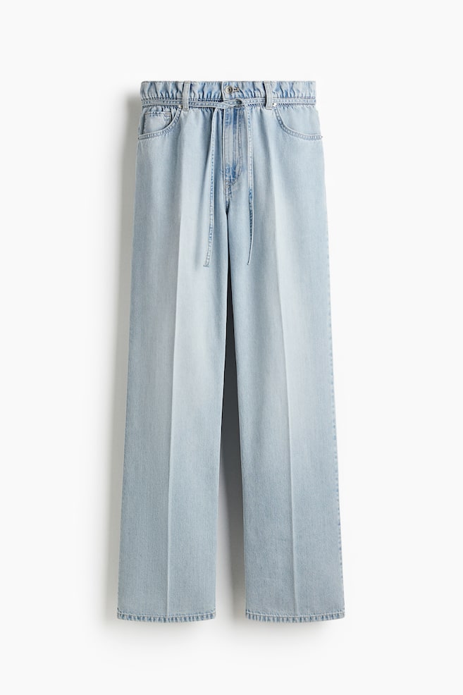 Vaquero paper bag con cinturón - Azul denim pálido - 1