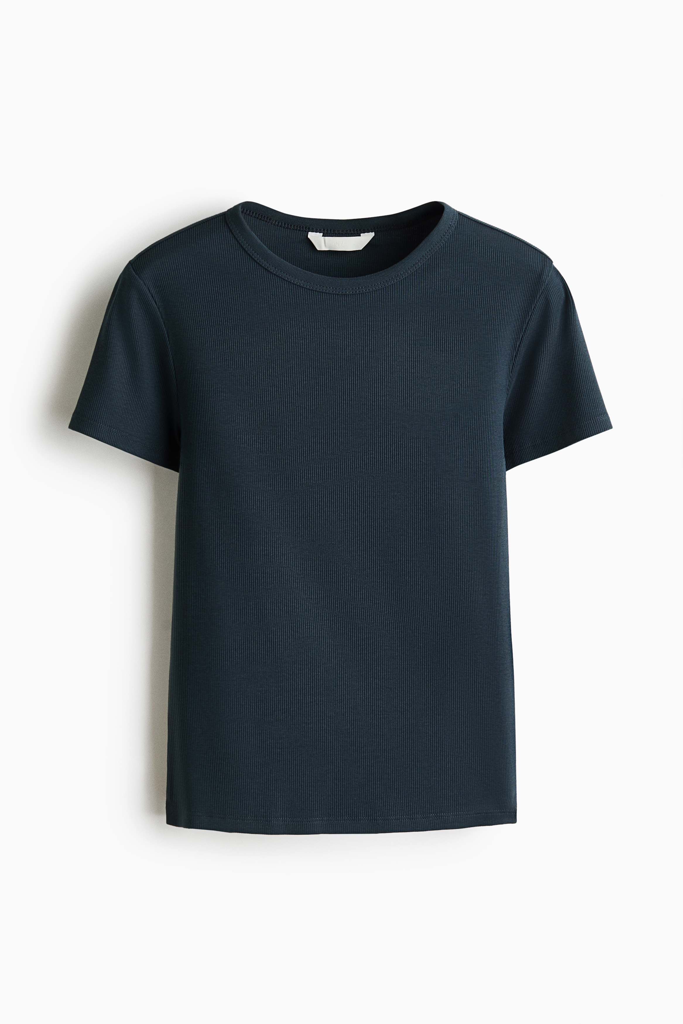 Ribbed T-shirt - Dark grey/Navy blue/Light turquoise/Light dusty pink/Dark mole/White/Striped/Grey marl/White/Black/Dark grey/Light beige/Blue/Grey marl