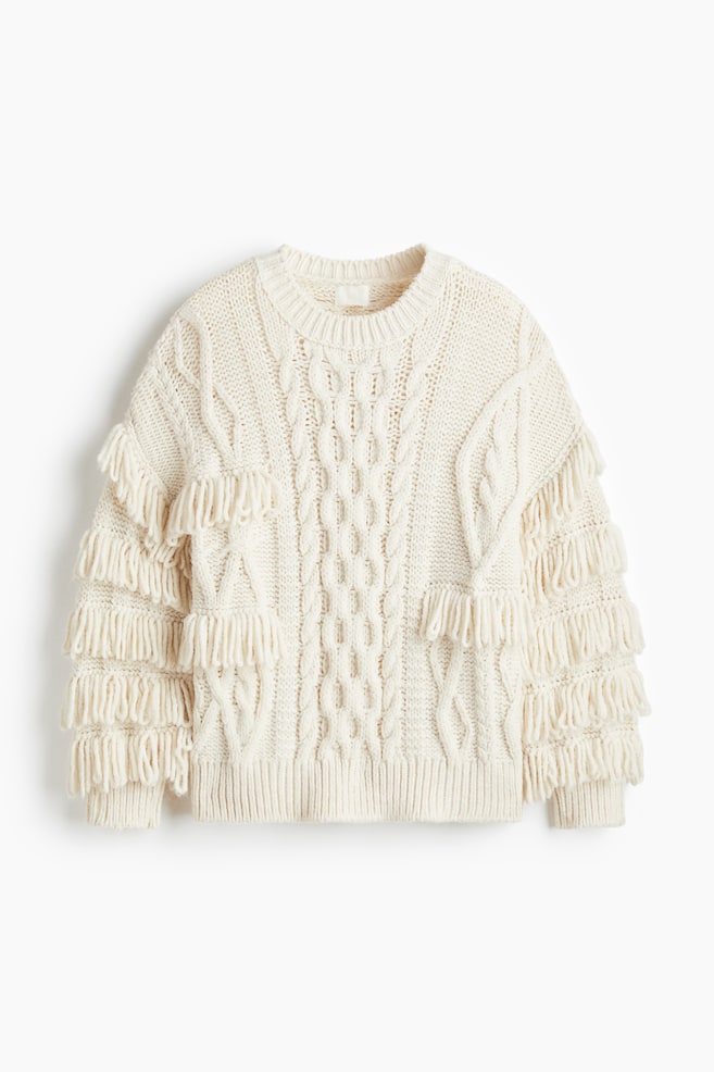 Pullover con frange - Crema - 1