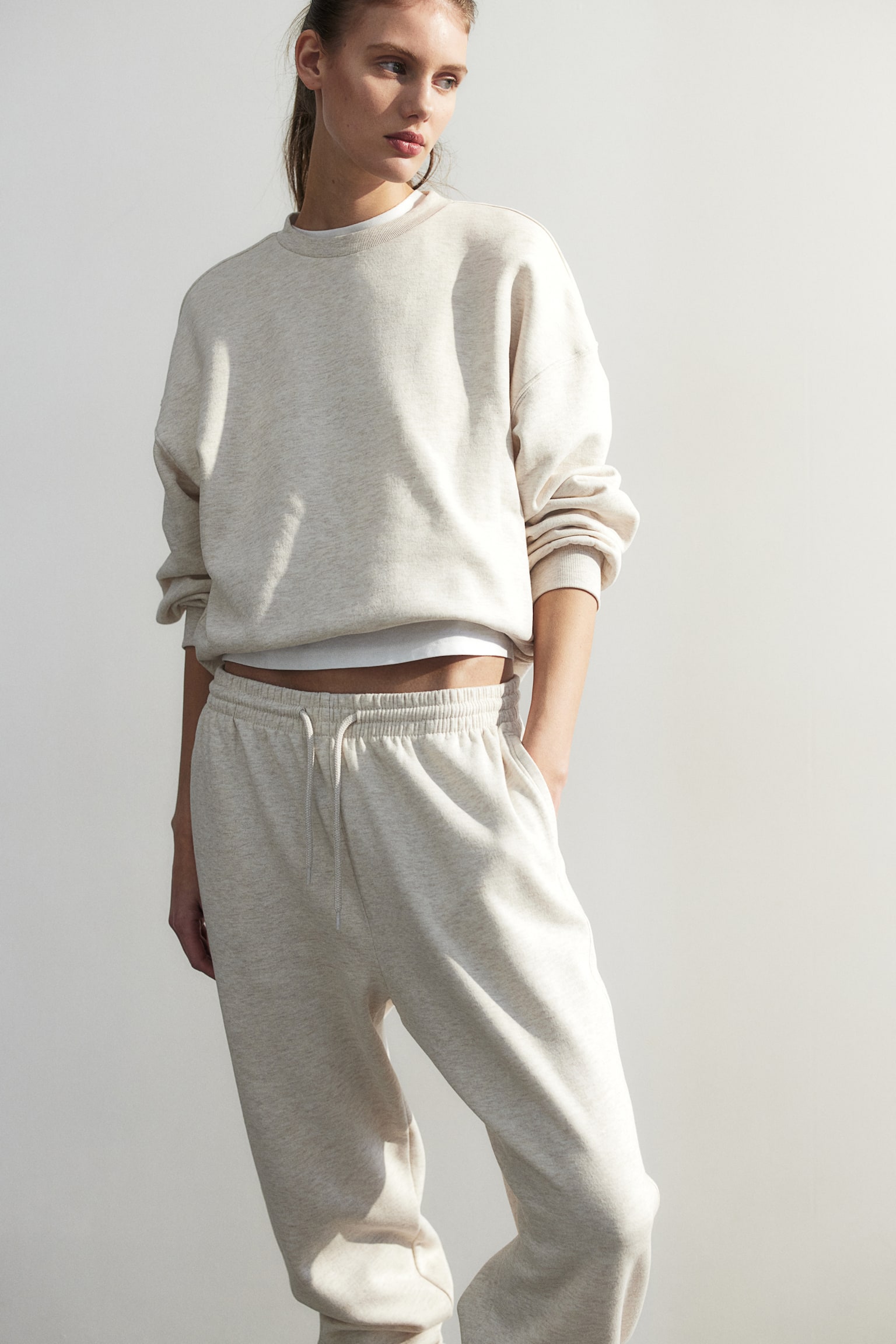 High Waist Track Pants - Light beige marle/Light grey marle/Black/Light yellow/Light purple/Dark grey/Navy blue/Light beige/Dark grey/Dusty pink marle/White - 6