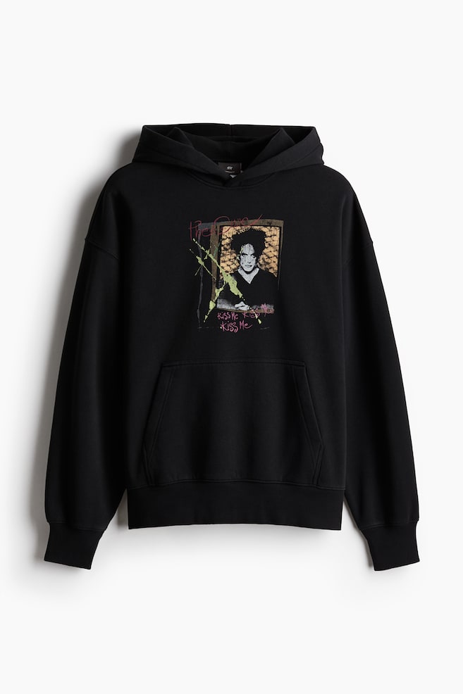 Oversized Fit Printed Hoodie - Black/The Cure/Black/Pulp Fiction/Black/Iron Maiden/Dark blue/NBA - 1