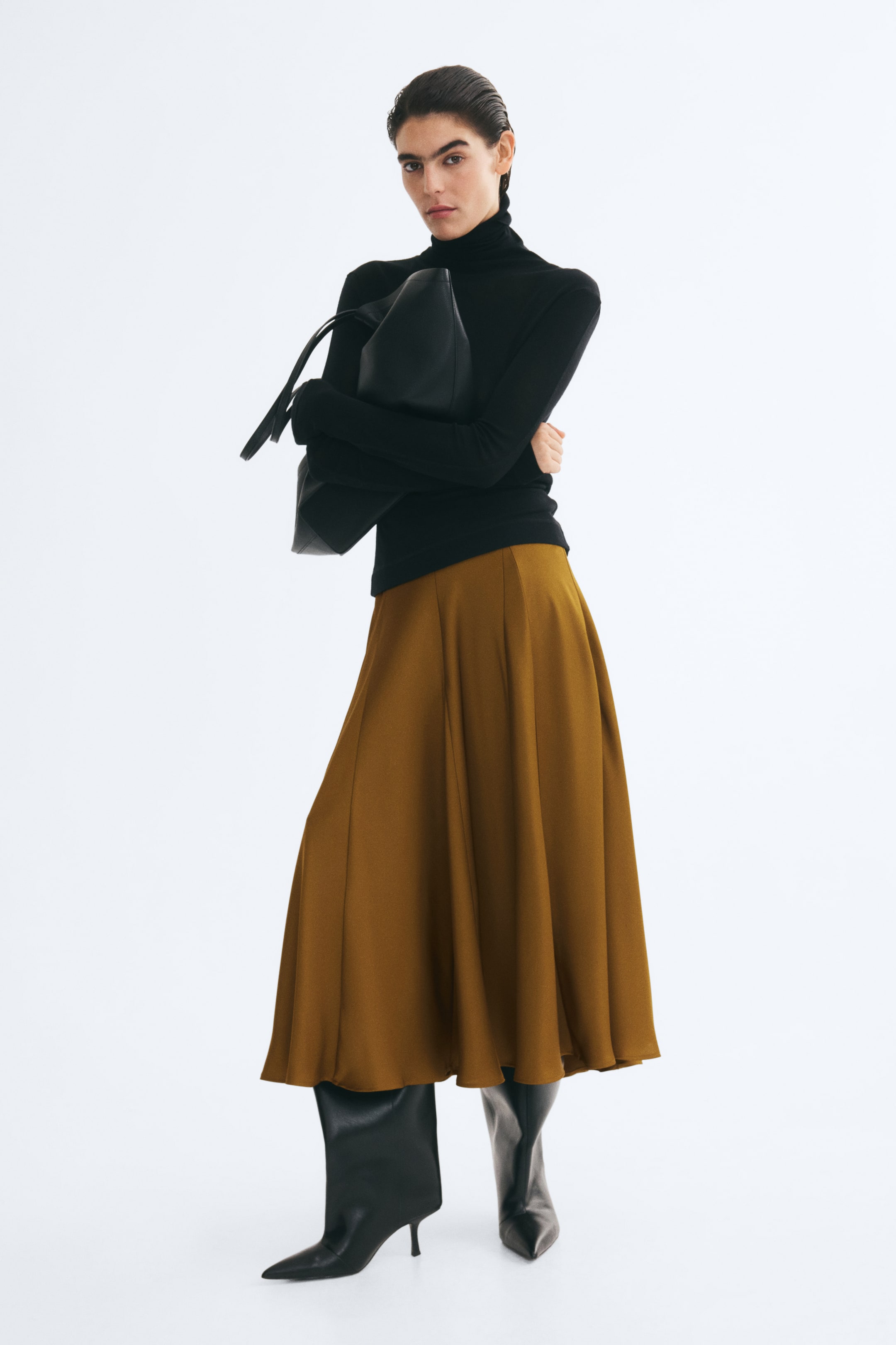 View larger image: Godet-pleated A-line skirt - Khaki green - Ladies | H&M 1