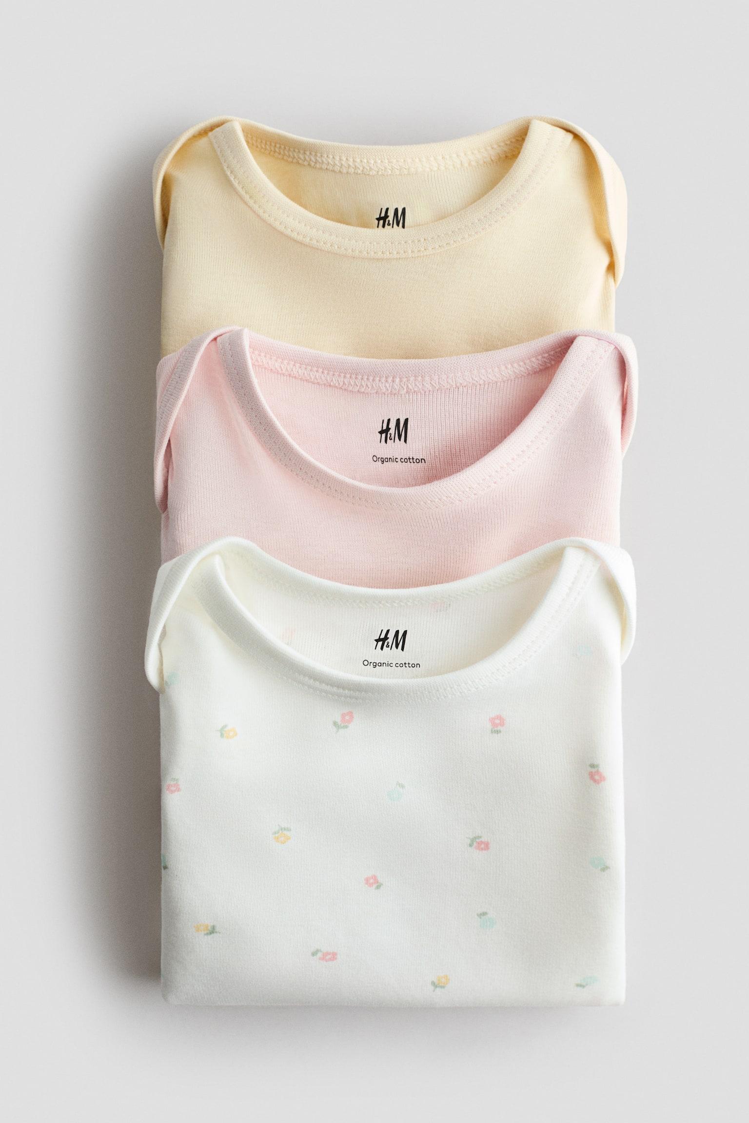 3-pack envelope-neck bodysuits - Light yellow/Light pink - 2