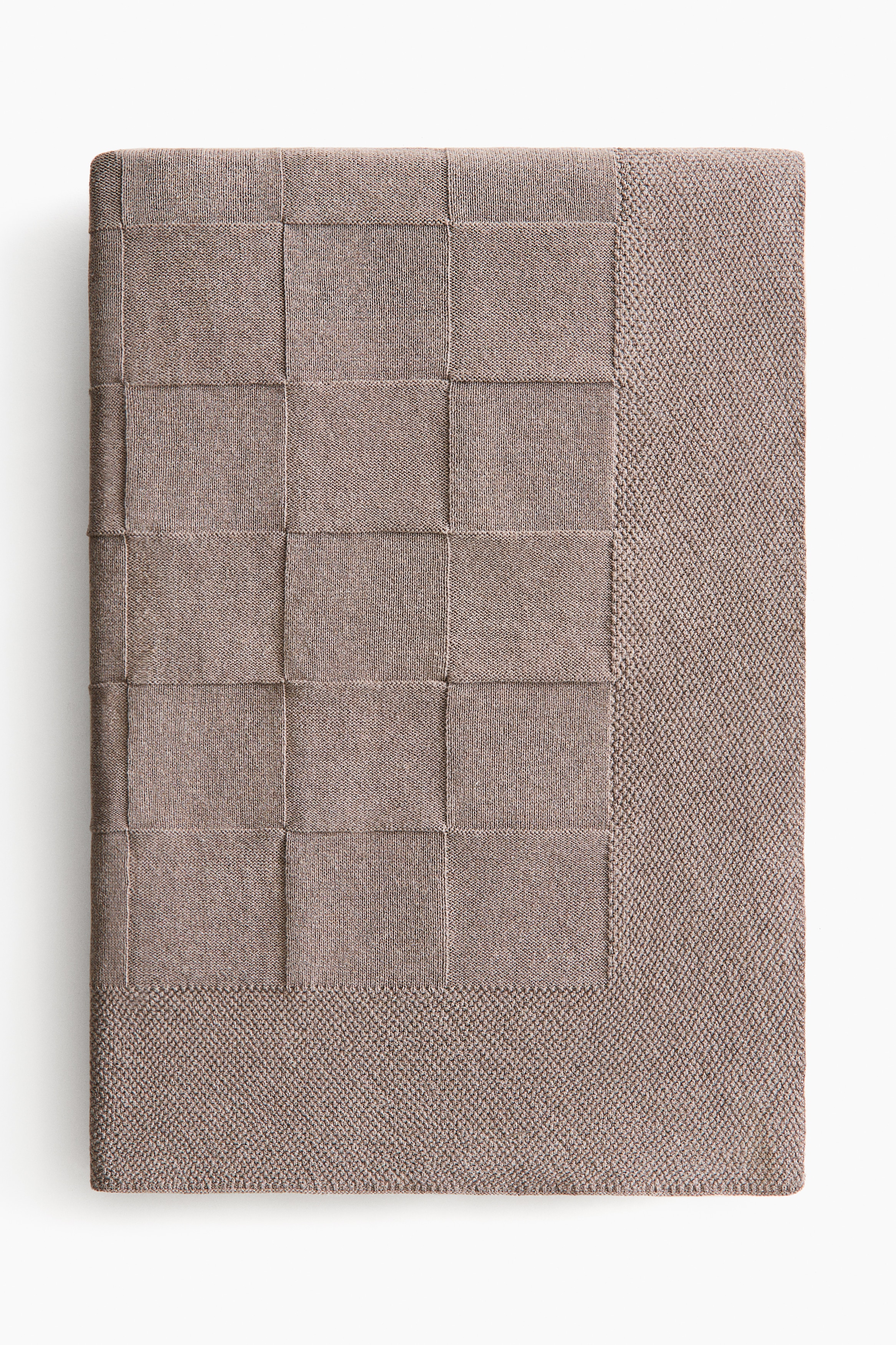 Knit Cotton Throw - Dark beige/Beige